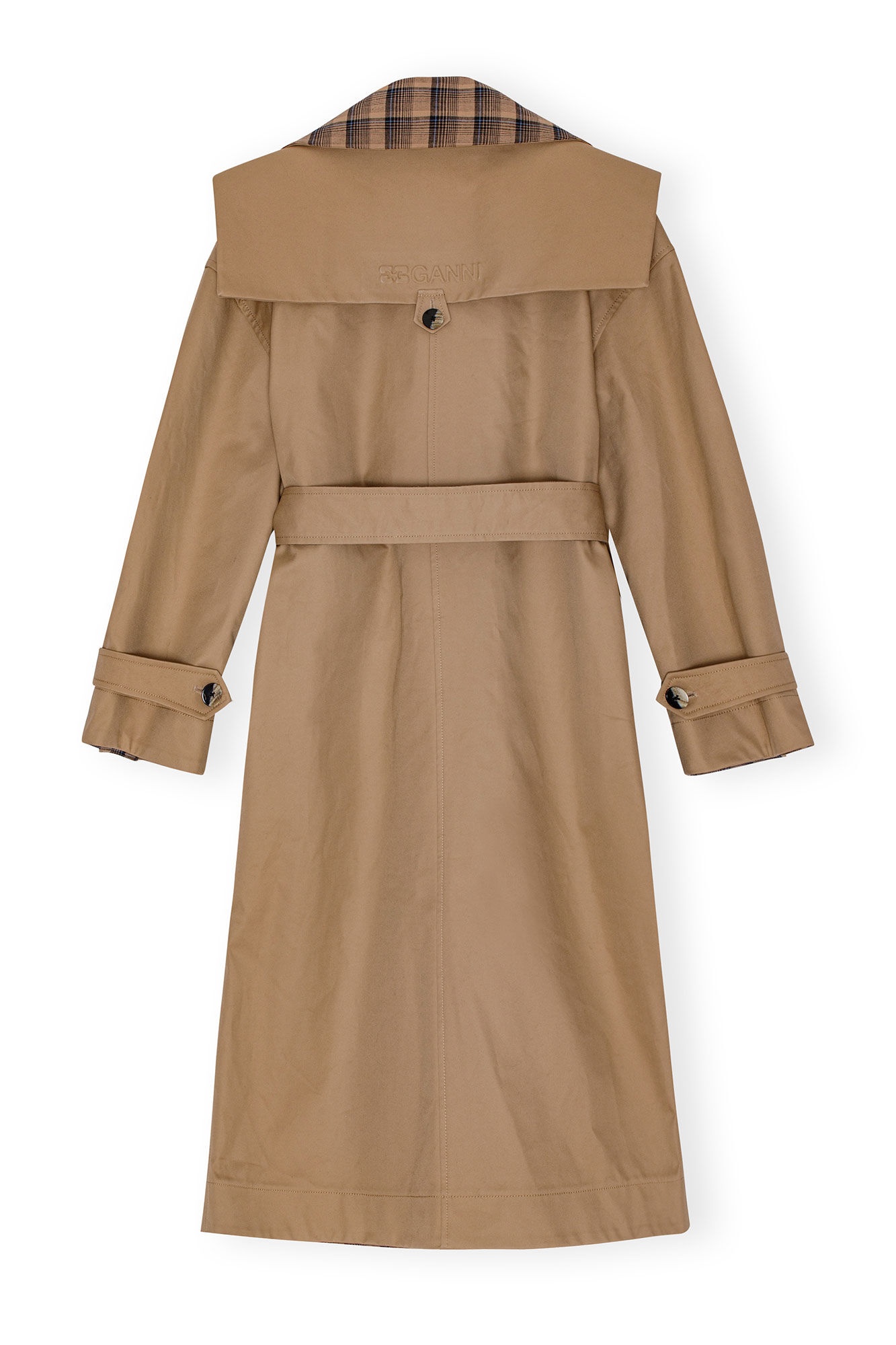 BROWN BONDED COTTON OVERSIZED TRENCH COAT - 2