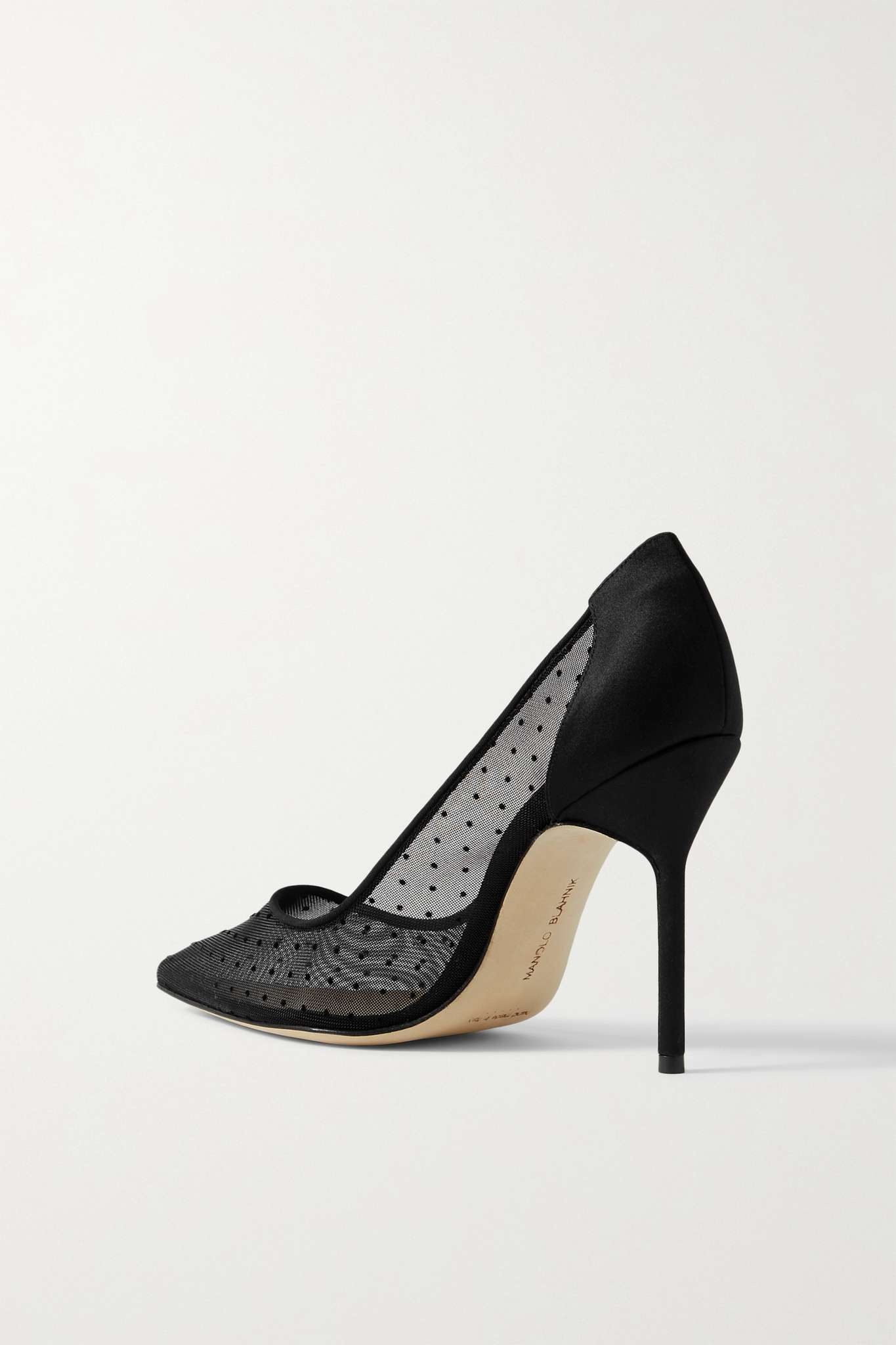 BB 105 satin-trimmed flocked mesh pumps - 3