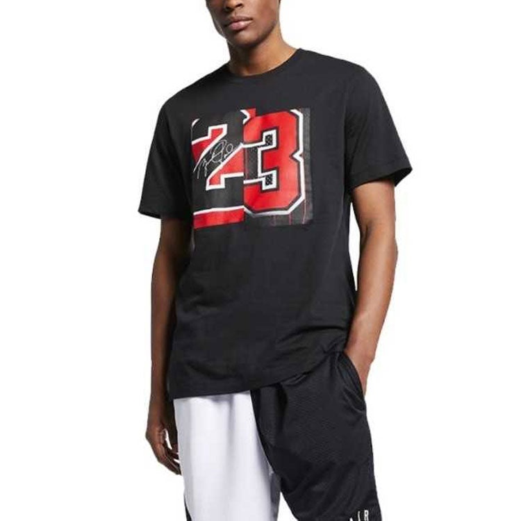 Air Jordan Basketball Sports Round Neck logo Short Sleeve Black CZ2349-010 - 3