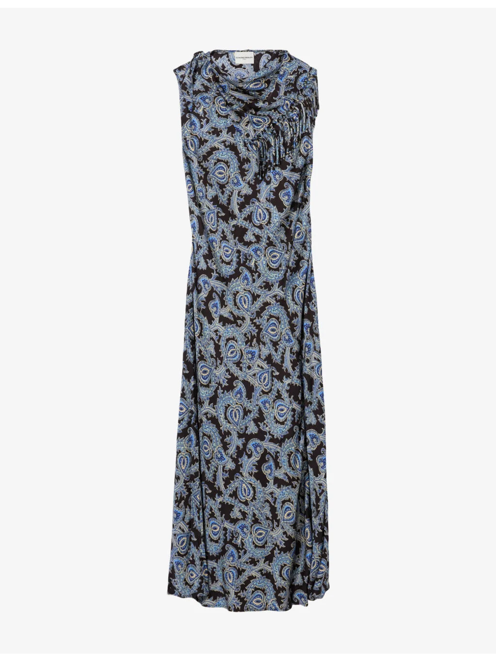 Paisley-Print Sleeveless Satin Maxi Dress - 1