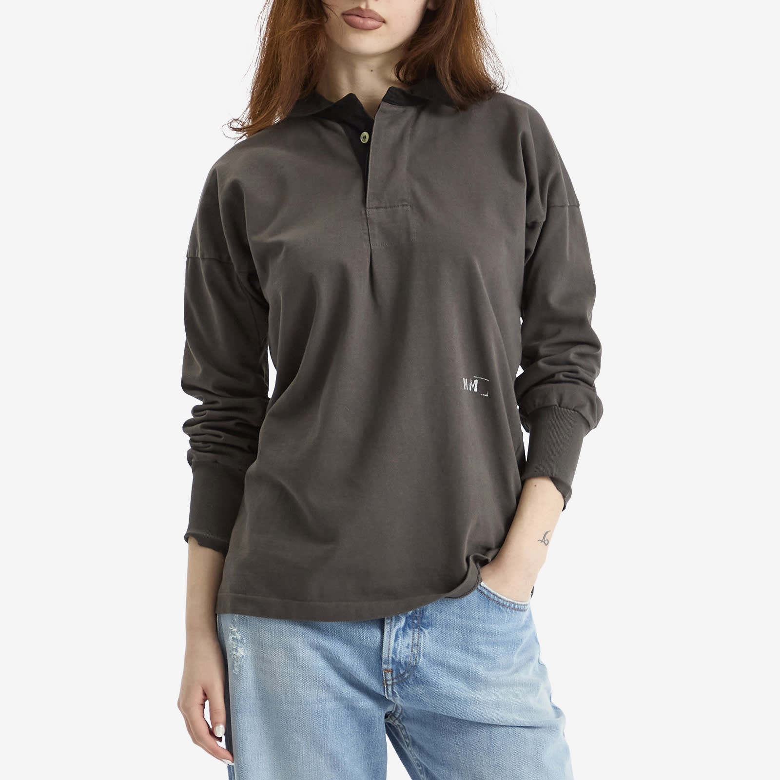 Maison Margiela Long Sleeve Polo Top with Logo - 2