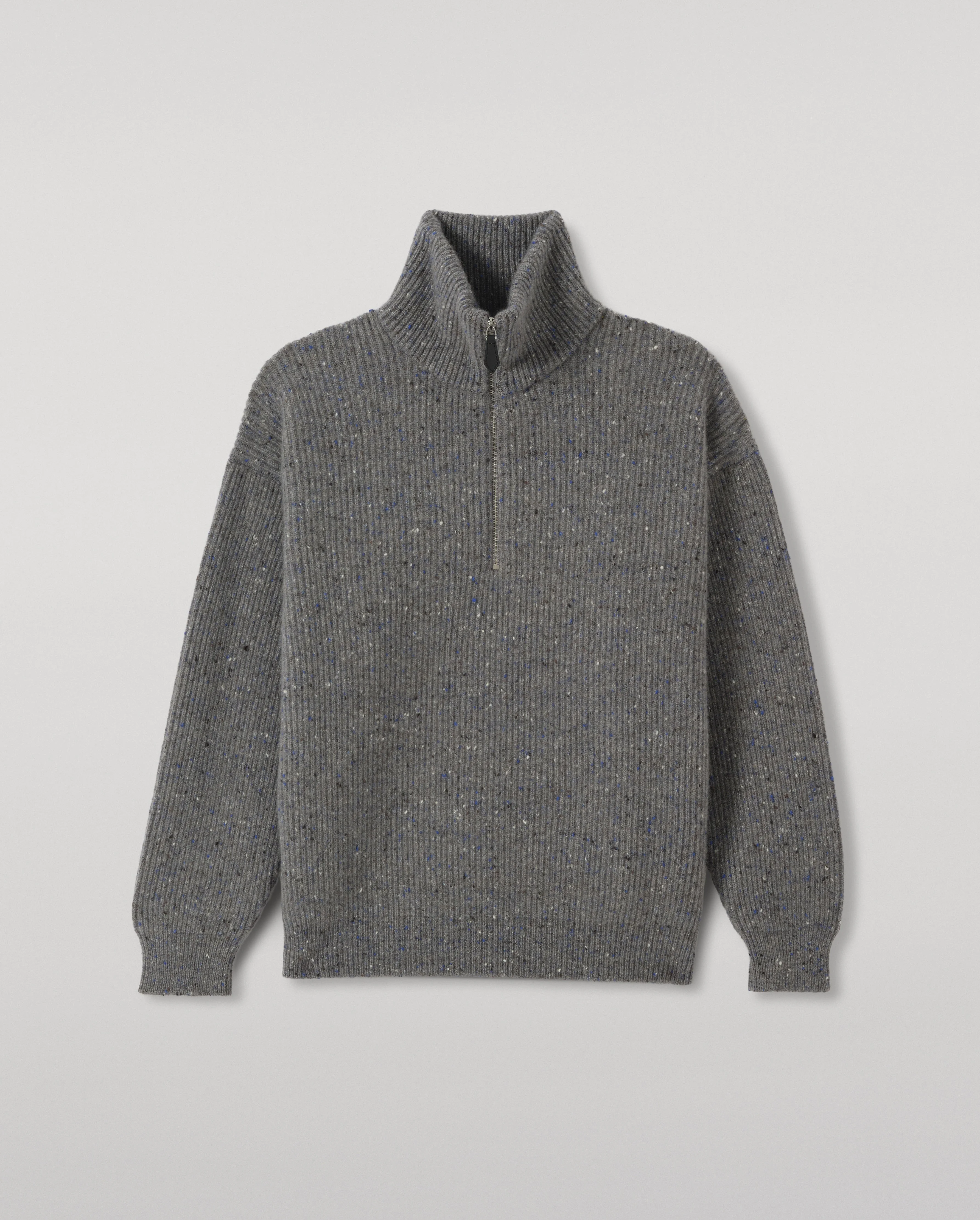 Kinnaird Grey Half Zip Donegal Cashmere Jumper - 1