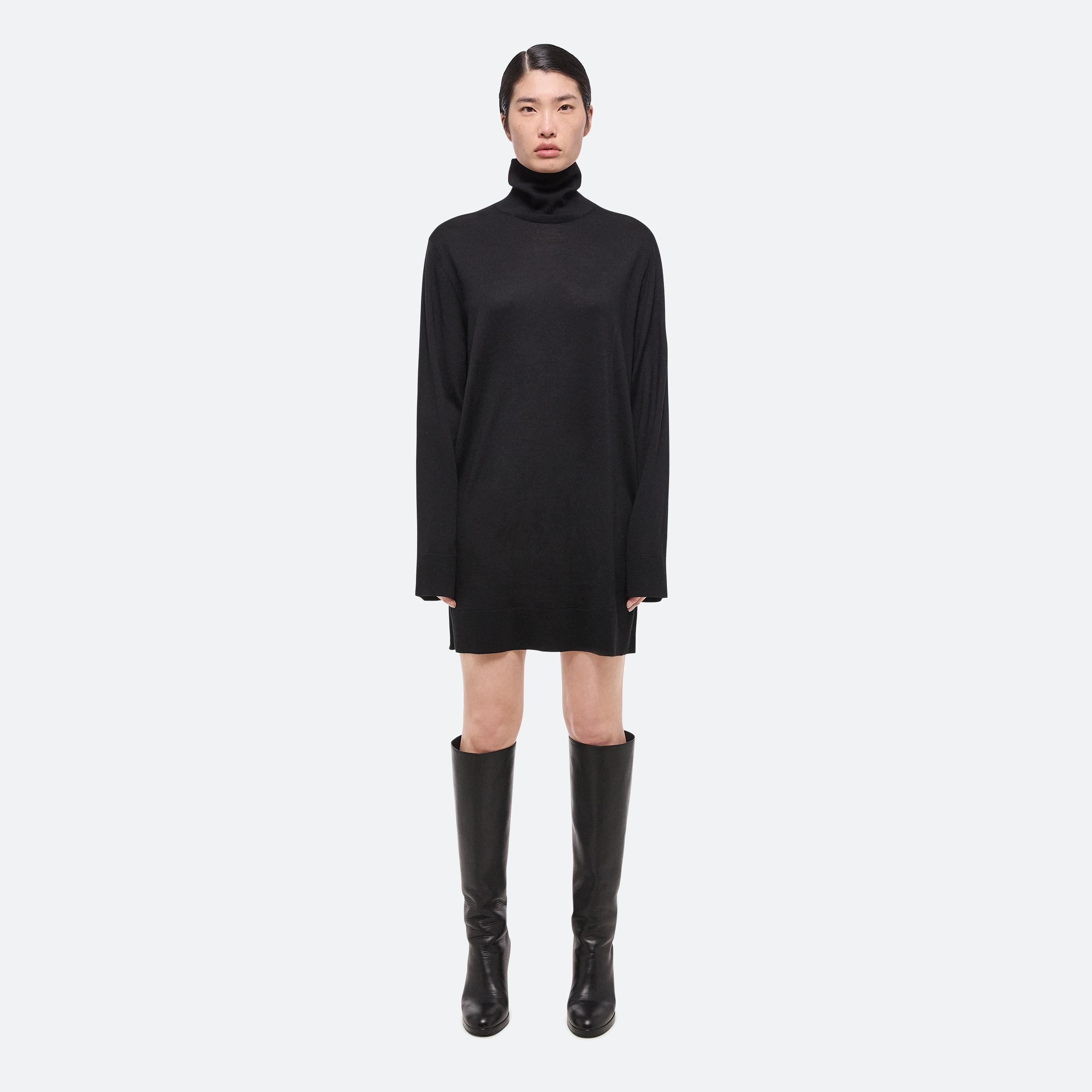 WOOL-SILK TURTLENECK DRESS - 3
