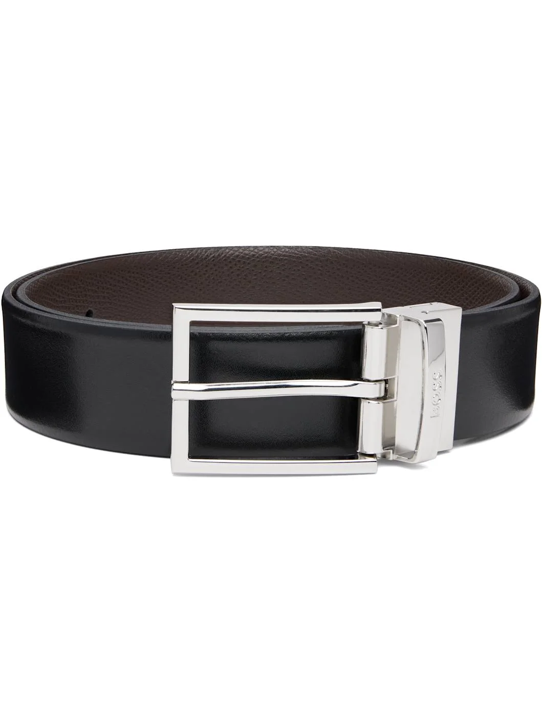 Black & Brown Two-Texture Leather Reversible Belt - 1