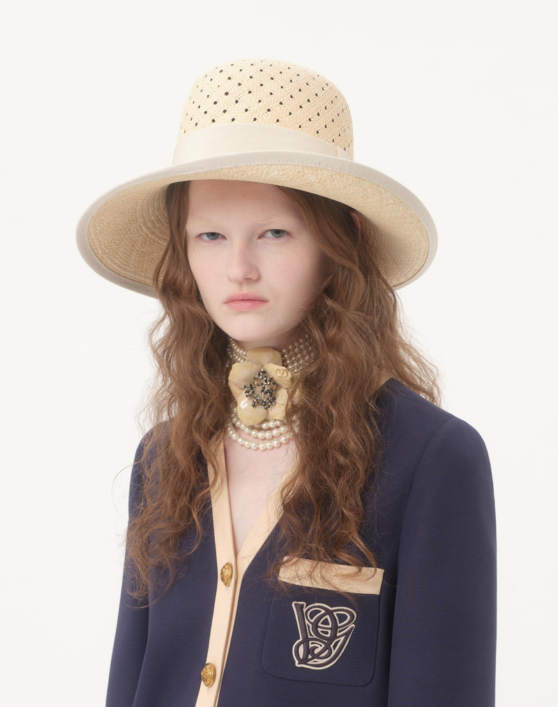 Valentino VLOGO SIGNATURE HAT IN PERFORATED PANAMA outlook