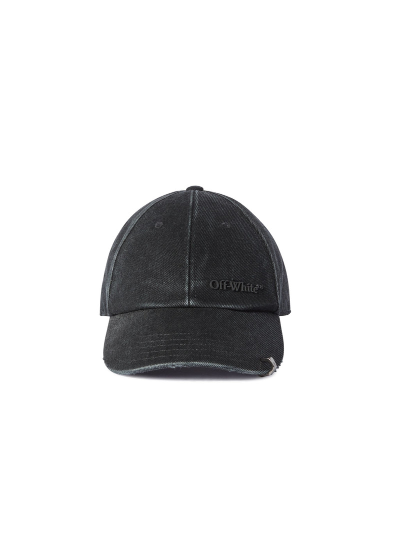 Black Distressed Denim Baseball Cap 1