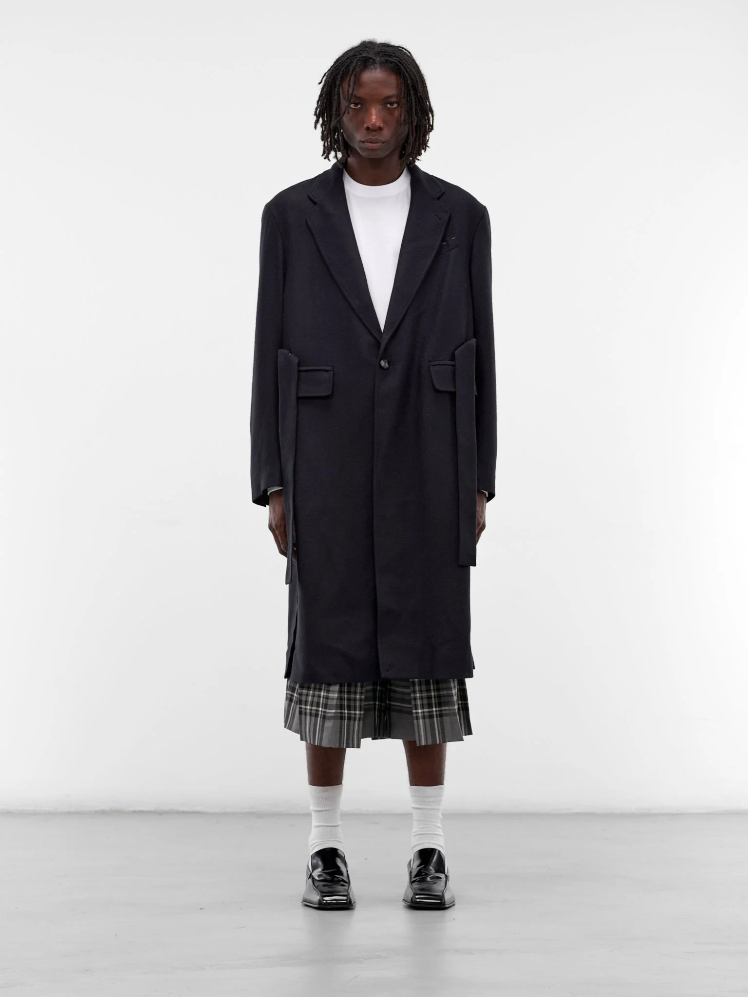 Navy Wool Tweed Travel Coat - 1