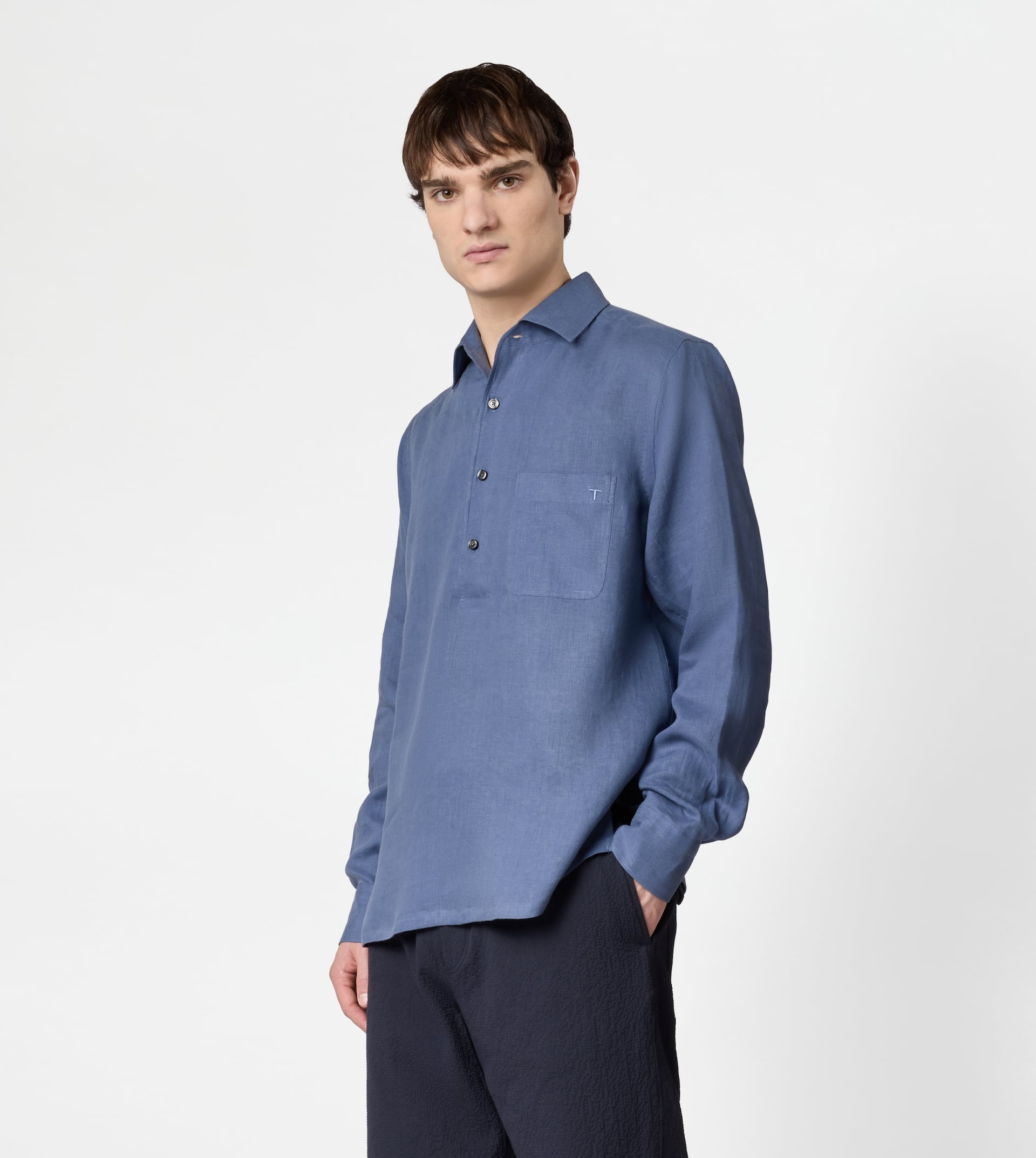 SHIRT  IN LINEN - BLUE - 3