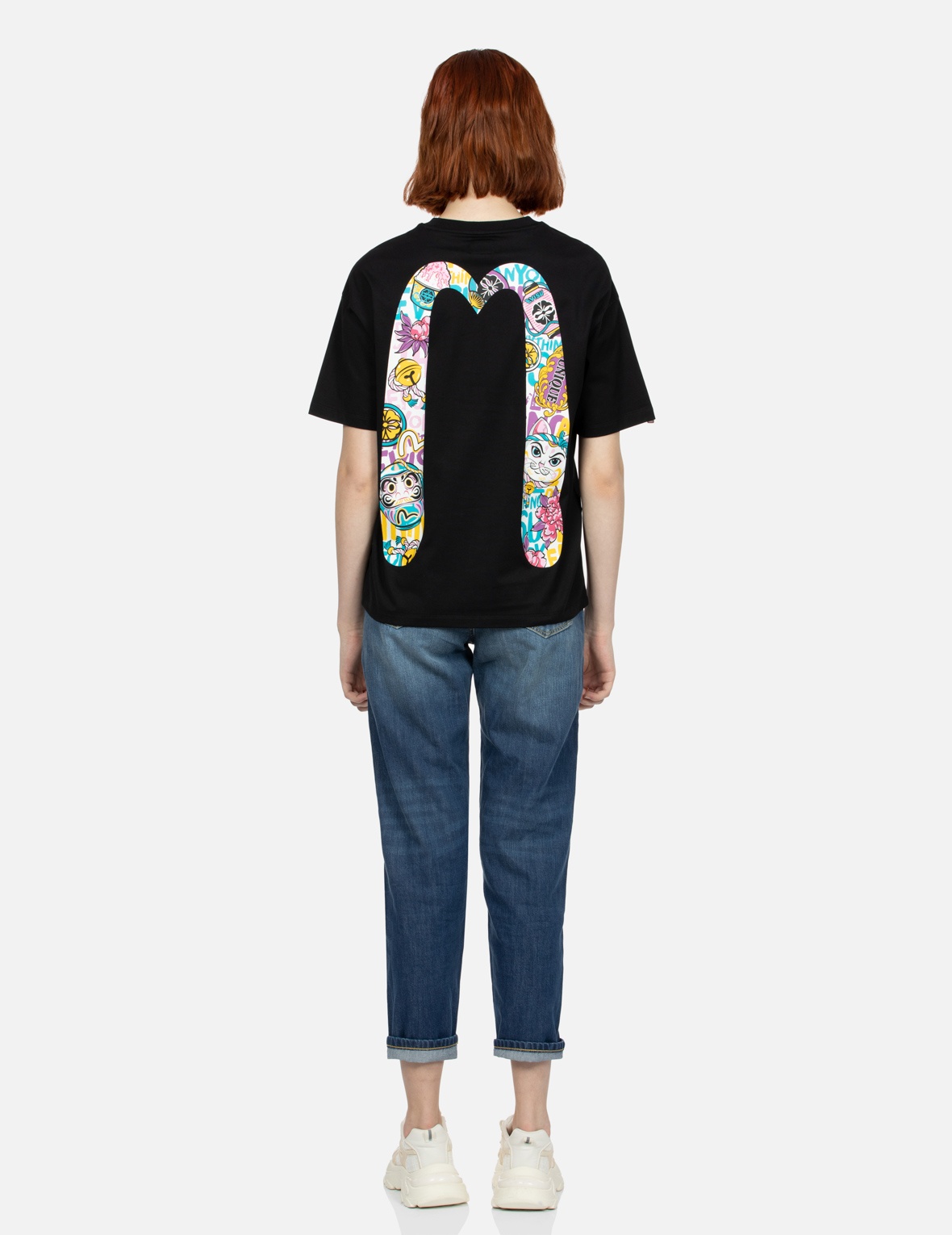 DARUMA AND FORTUNE CAT PRINT DAICOCK OVERSIZED T-SHIRT - 5