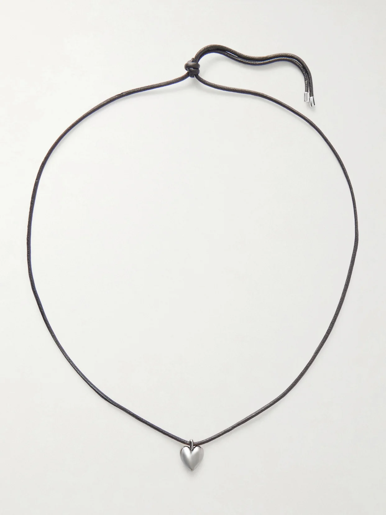 Puffy Heart Silver-plated And Leather Choker - 1