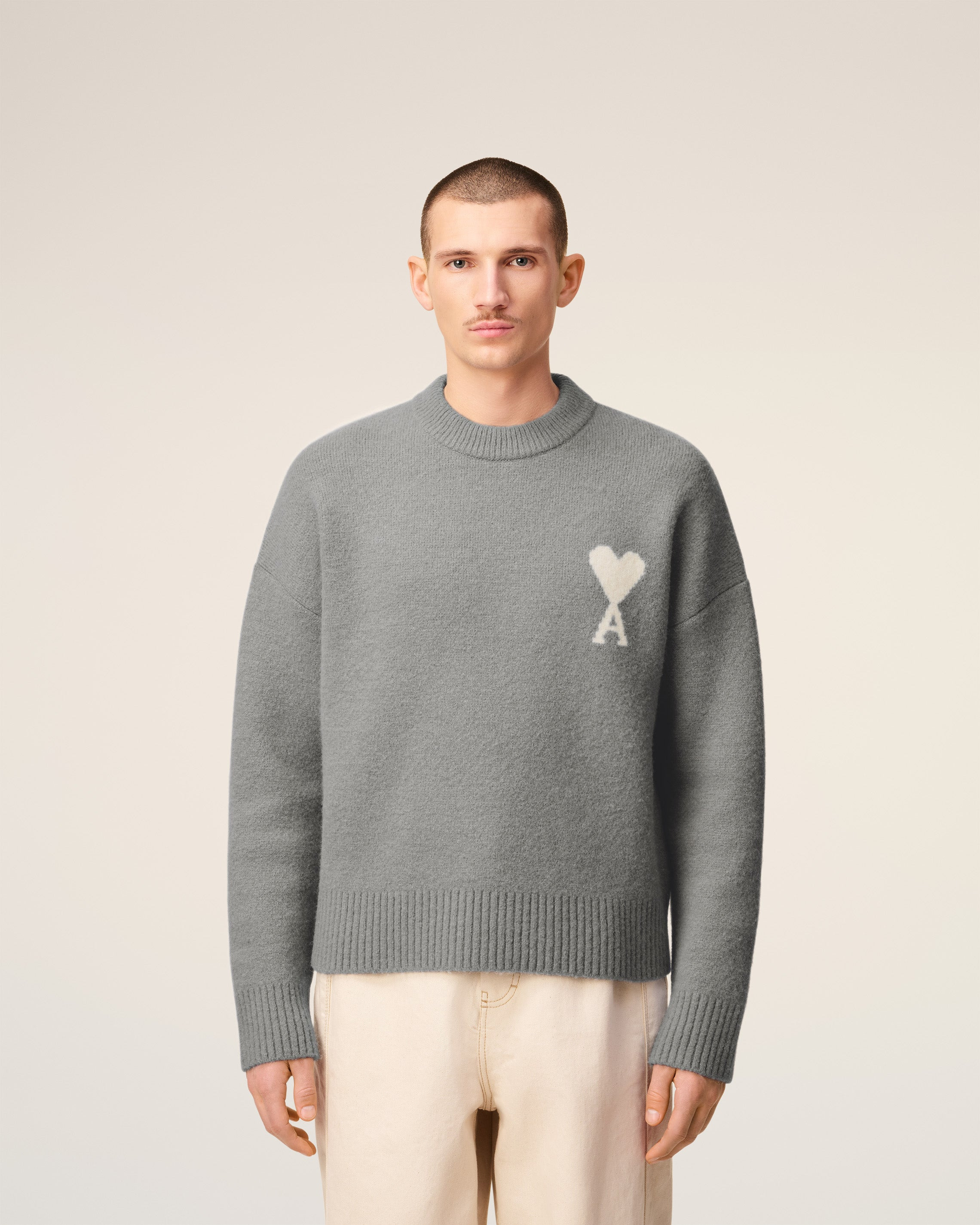 GREY ALPACA AMI DE COEUR CREWNECK SWEATER - 3