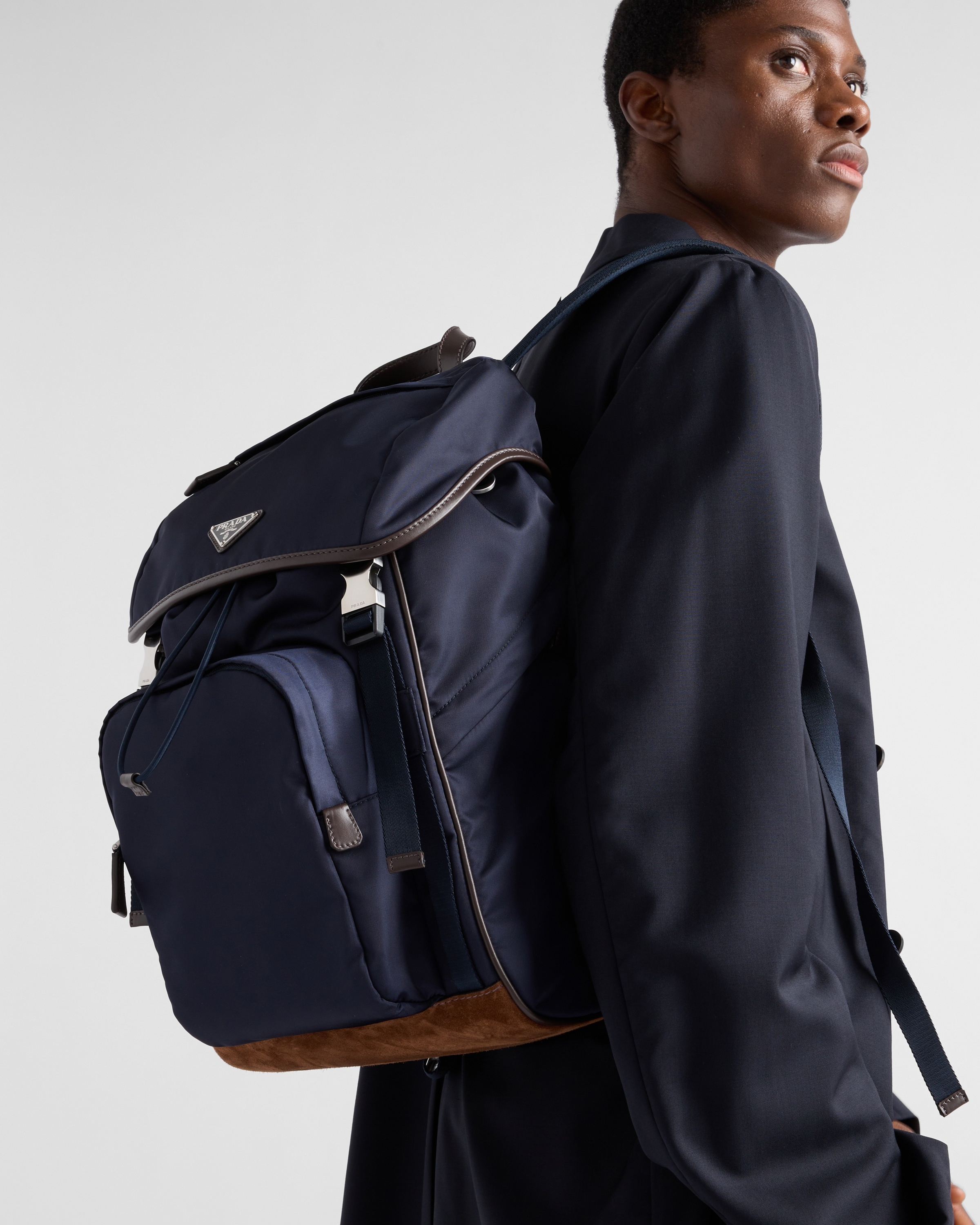 Re-Nylon and leather backpack - 2