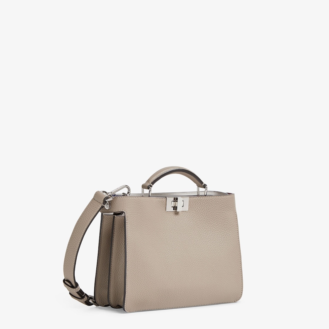 Small Peekaboo ISeeU bag made of beige Cuoio Romano leather. The interior is organized into two comp - 3