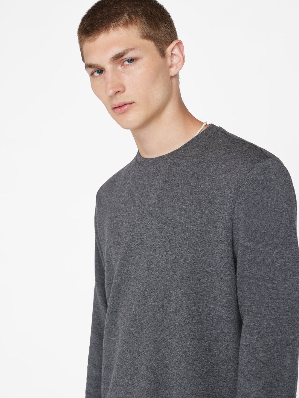 Duo Fold Long Sleeve Crew in Heather Charcoal Grey - 5