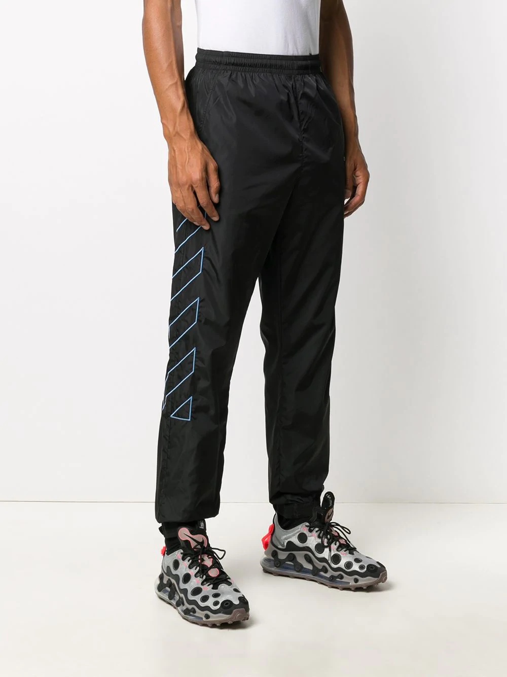 diagonal stripes track pants - 3