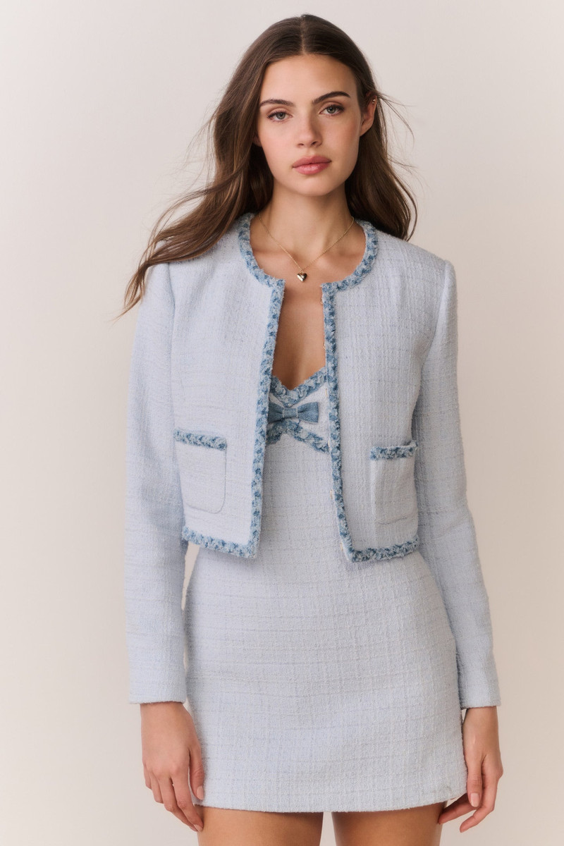 LoveShackFancy Azula Cropped Tweed Jacket outlook