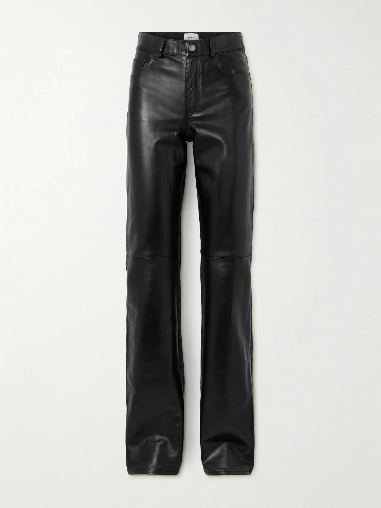 Star Leather-paneled High-rise Straight-leg Jeans - 1