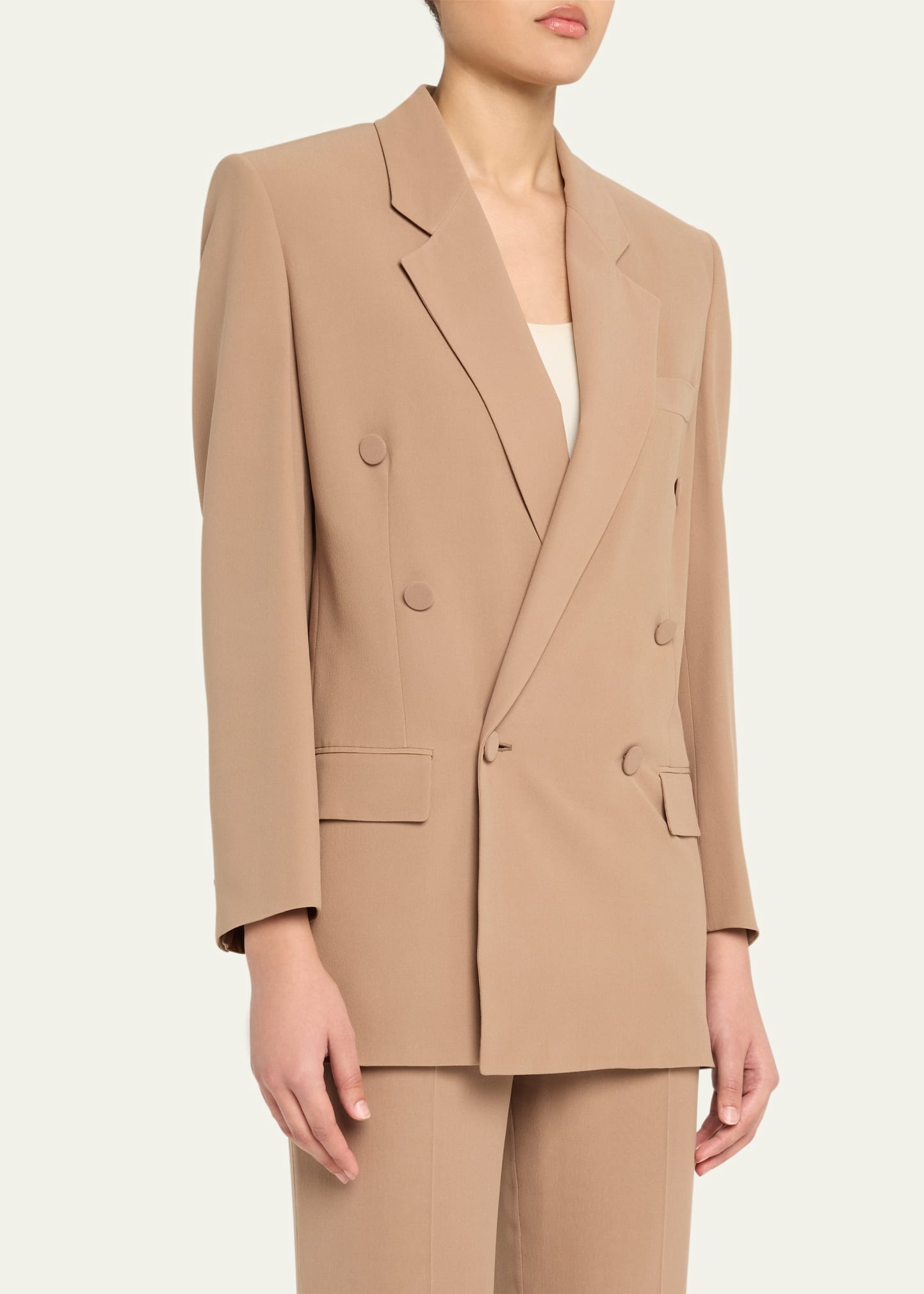 Double-Breasted Silk Wrap Blazer - 4
