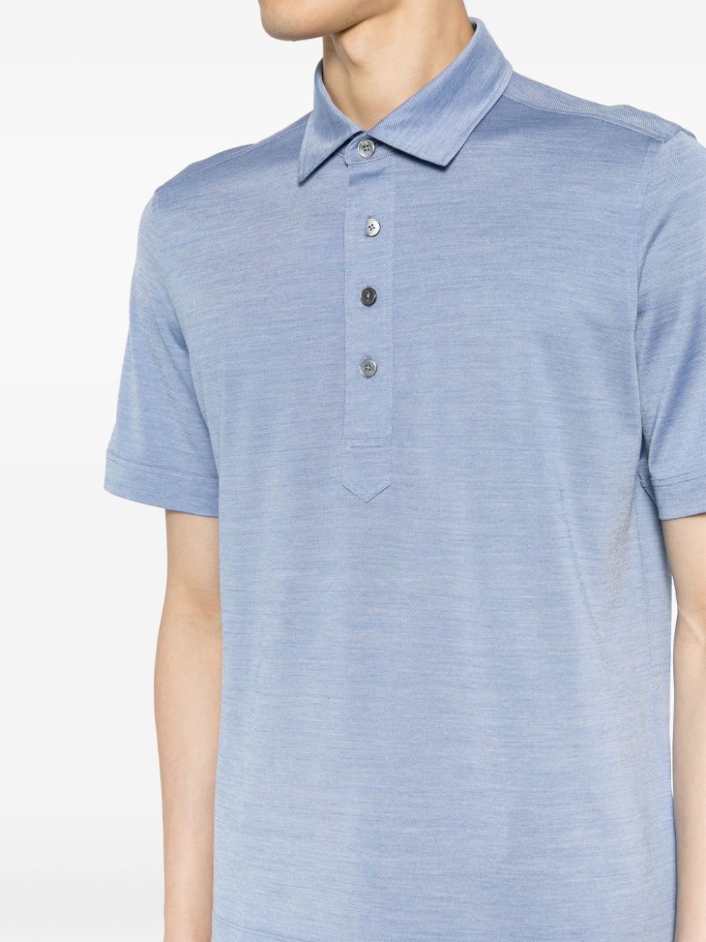 polo-collar cotton-blend polo shirt - 5