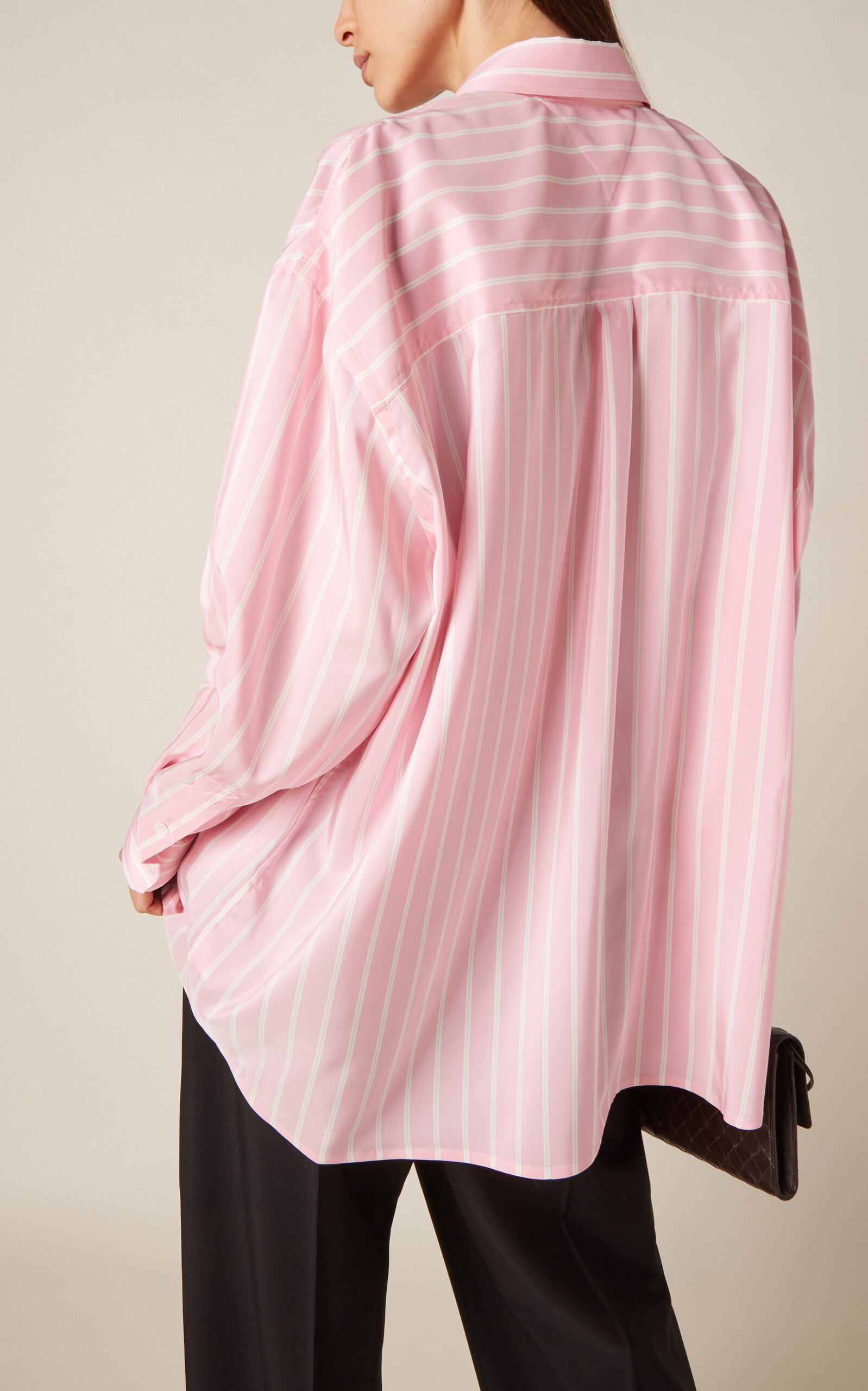 Striped Silk Button-Down Shirt pink - 4