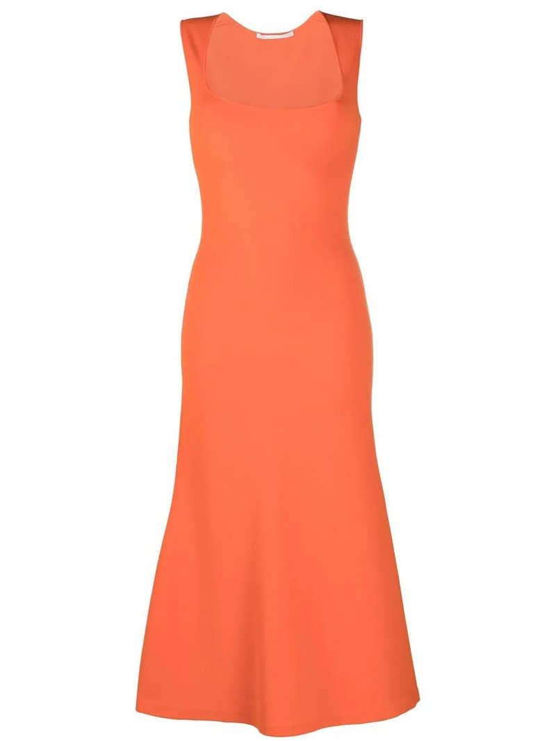 square-neck sleeveless flared dress 1