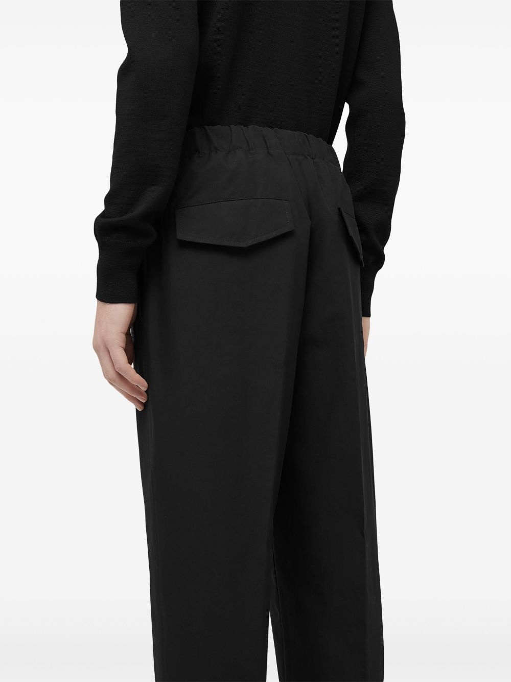 elasticated-waistband cotton trousers - 4