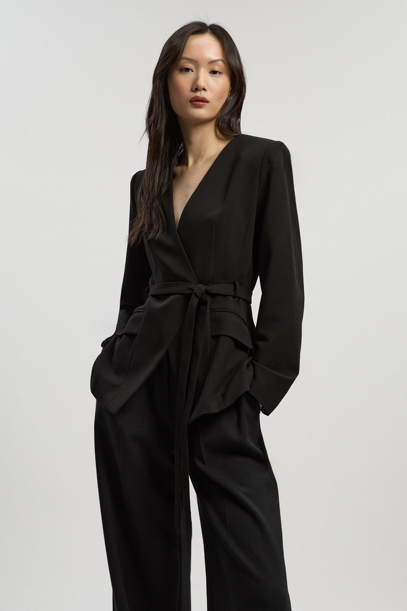 KAREN MILLEN Compact Essential Belted Asymmetric Blazer outlook