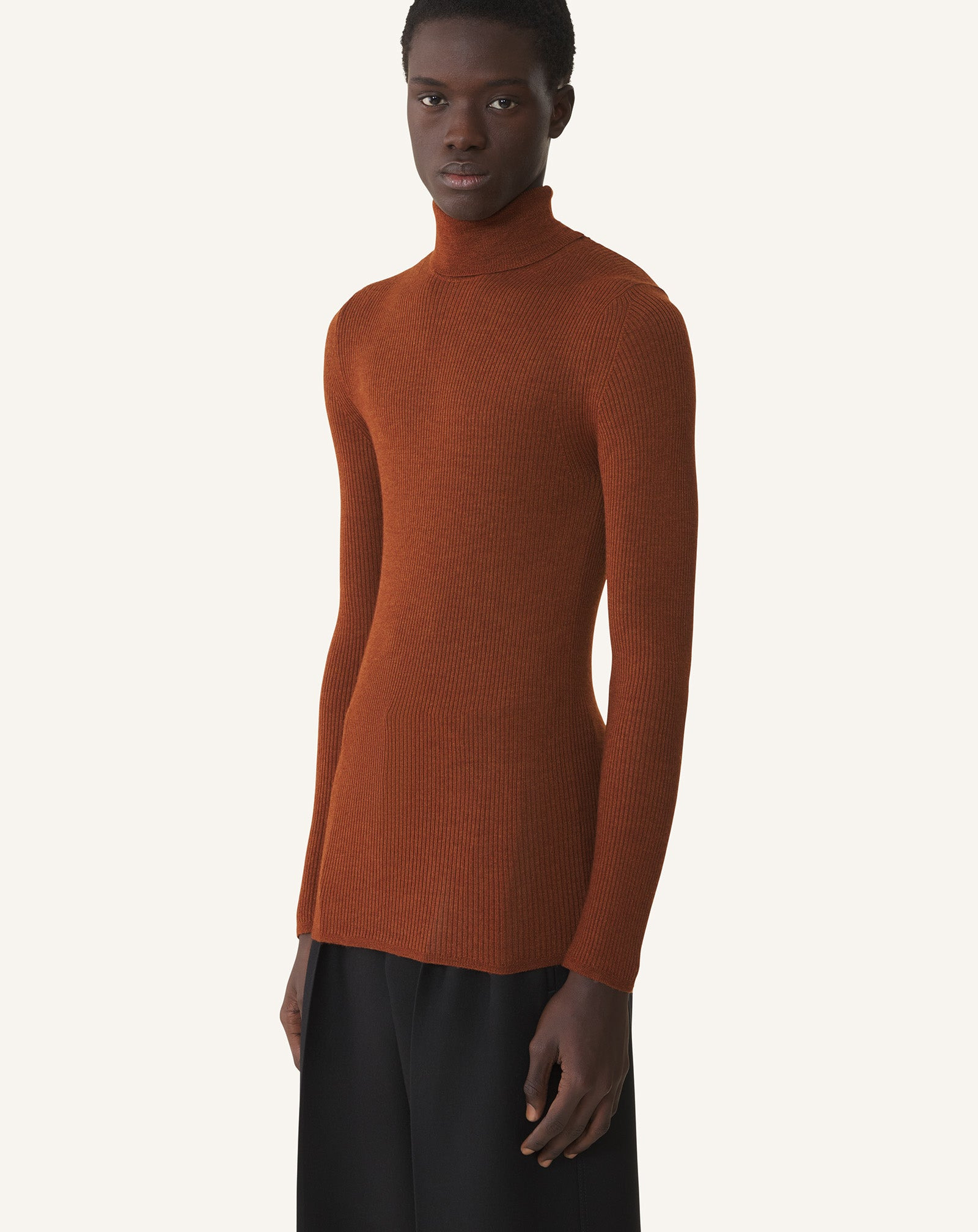MERINO WOOL AND SILK TURTLENECK SWEATER - 3