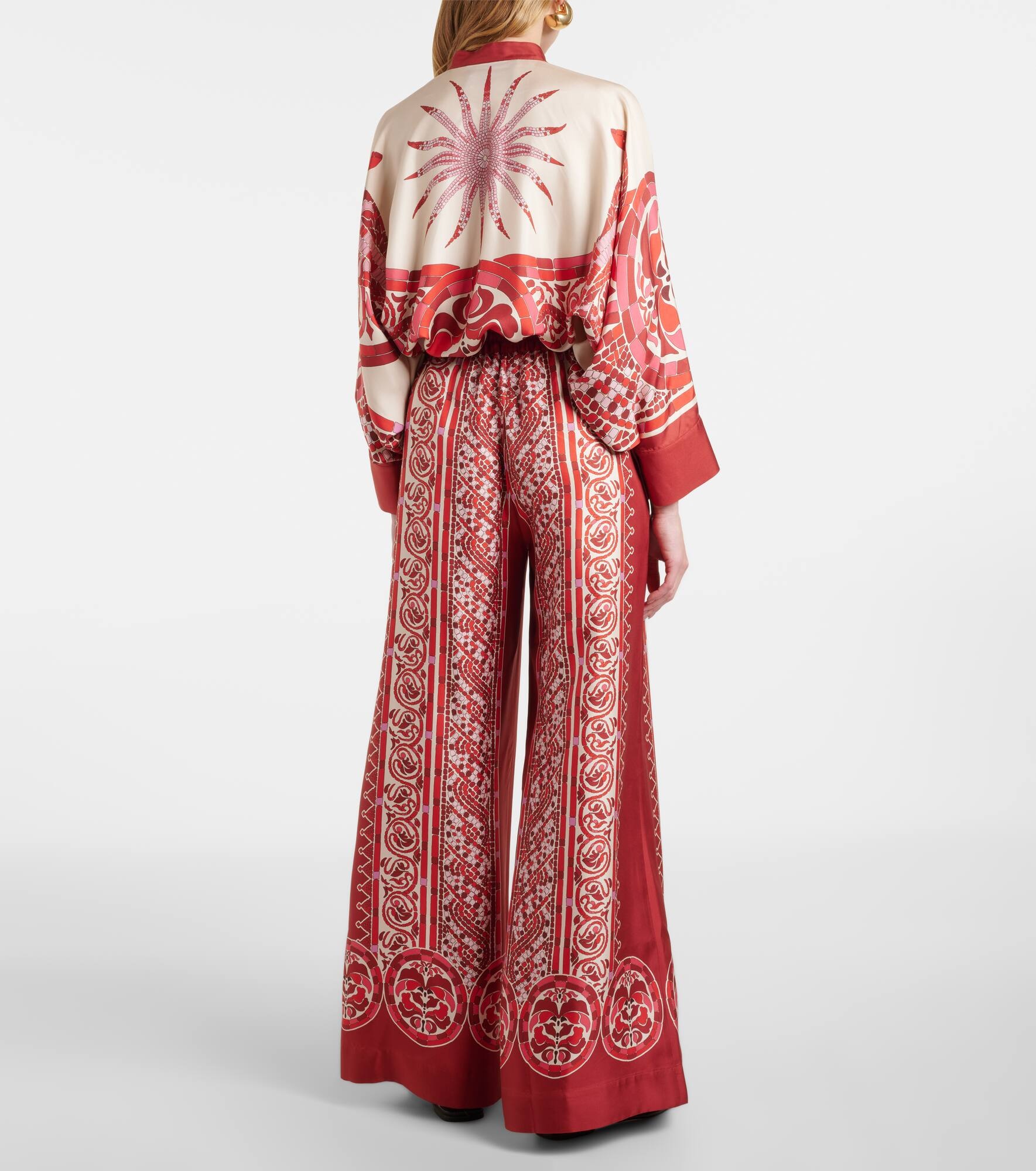 Printed silk twill palazzo pants - 3