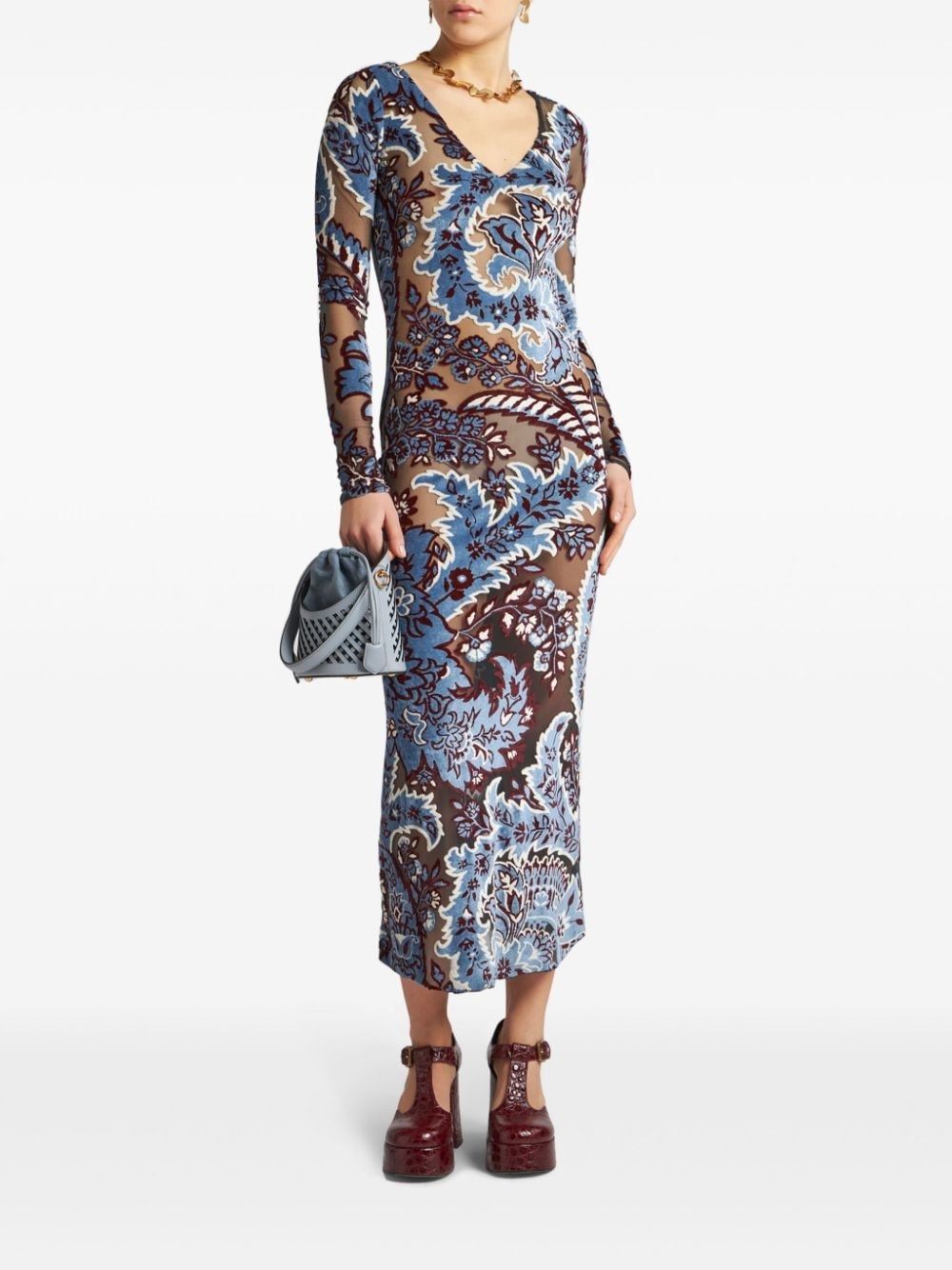 jacquard velvet dress - 2