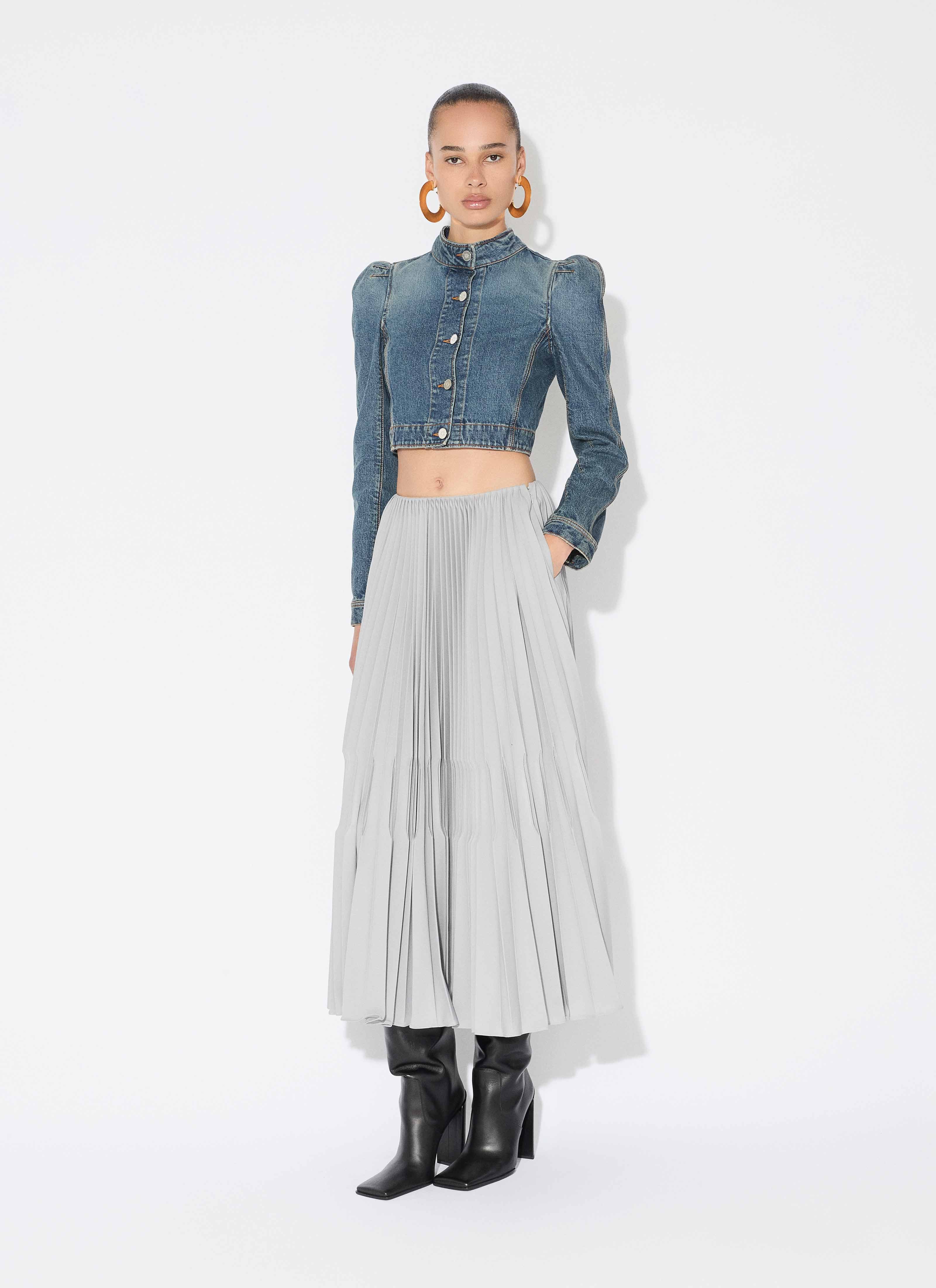 WOOL GABARDINE PLEATED SKIRT - 2