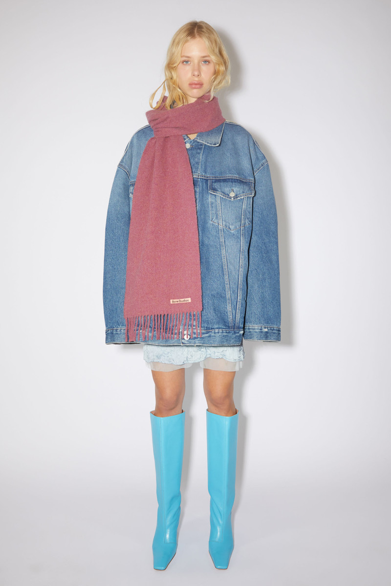 Acne Studios Fringe wool scarf - skinny - Dark pink melange outlook