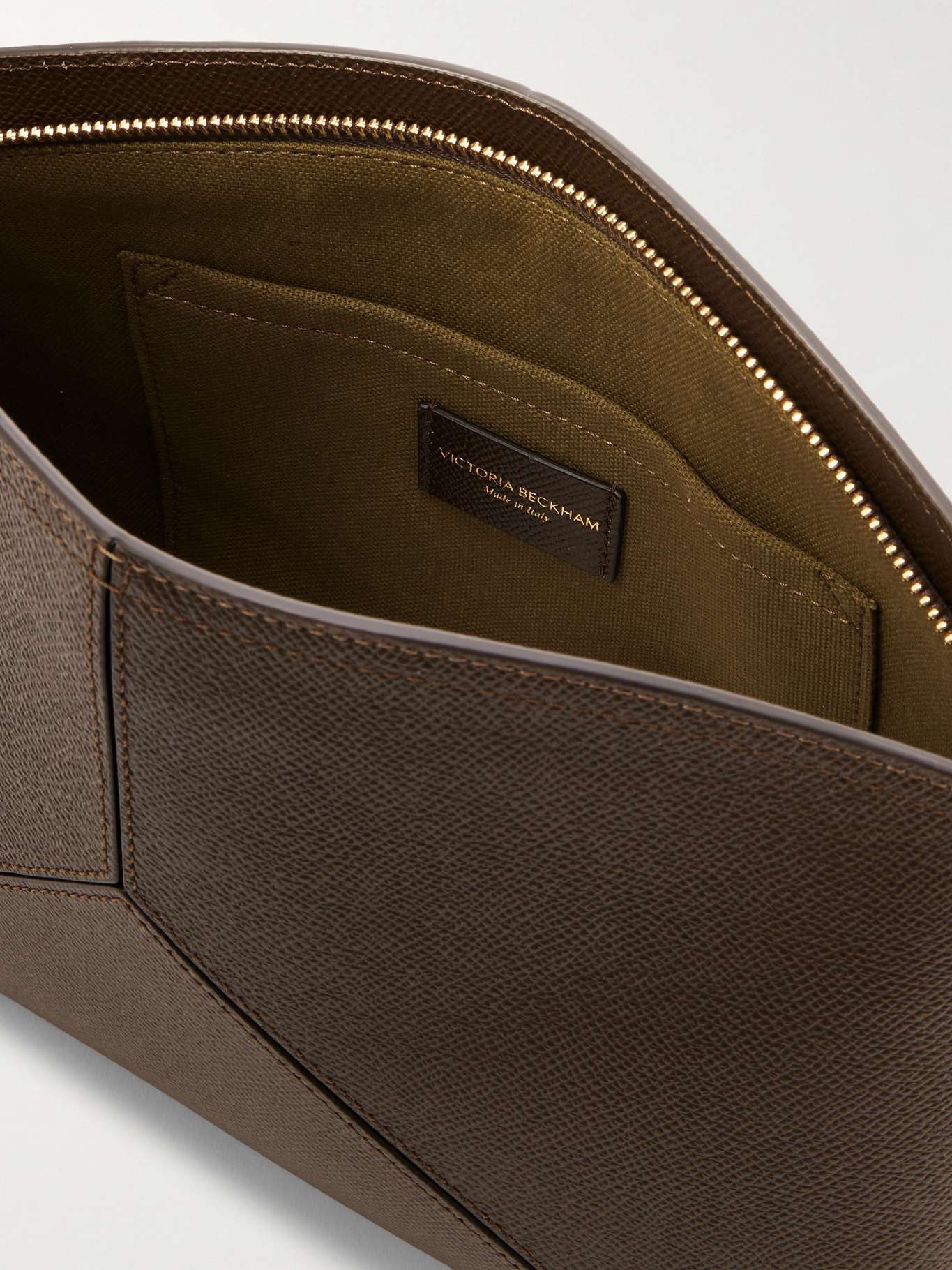 【VICTORIA BECKHAM】Victoria small paneled leather clutch Victoria Beckham Victoria small paneled textured-leather