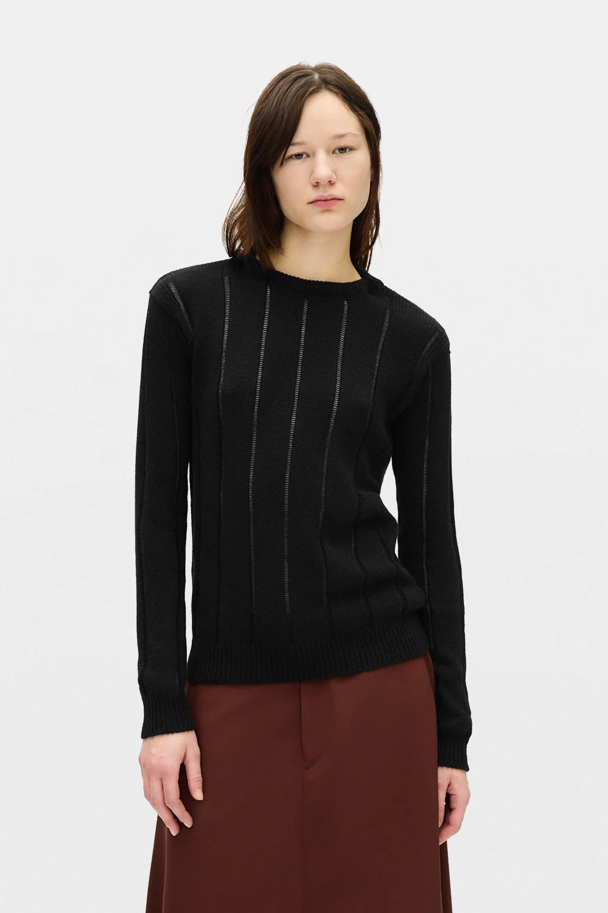 Nese Brushed Rib Open Back Sweater - 1