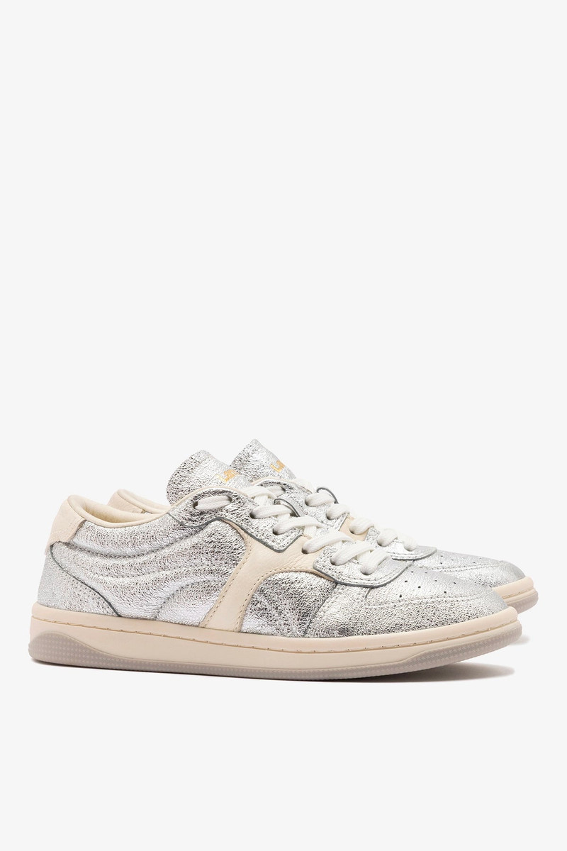 George Sneaker In Silver Sparkle Leather and Ivory Leather 3