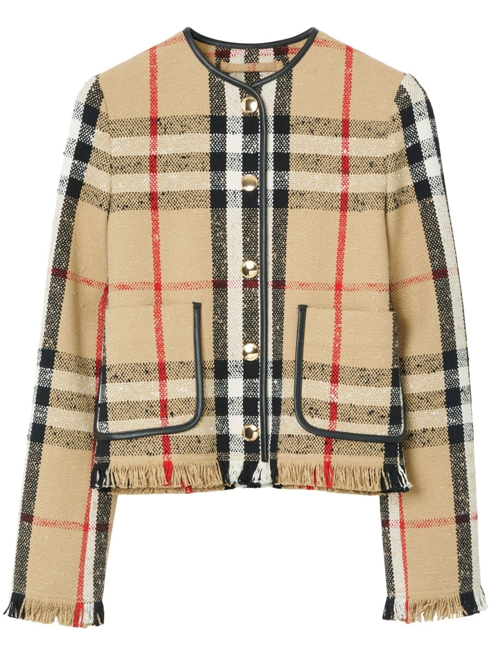 checked bouclé jacket - 1