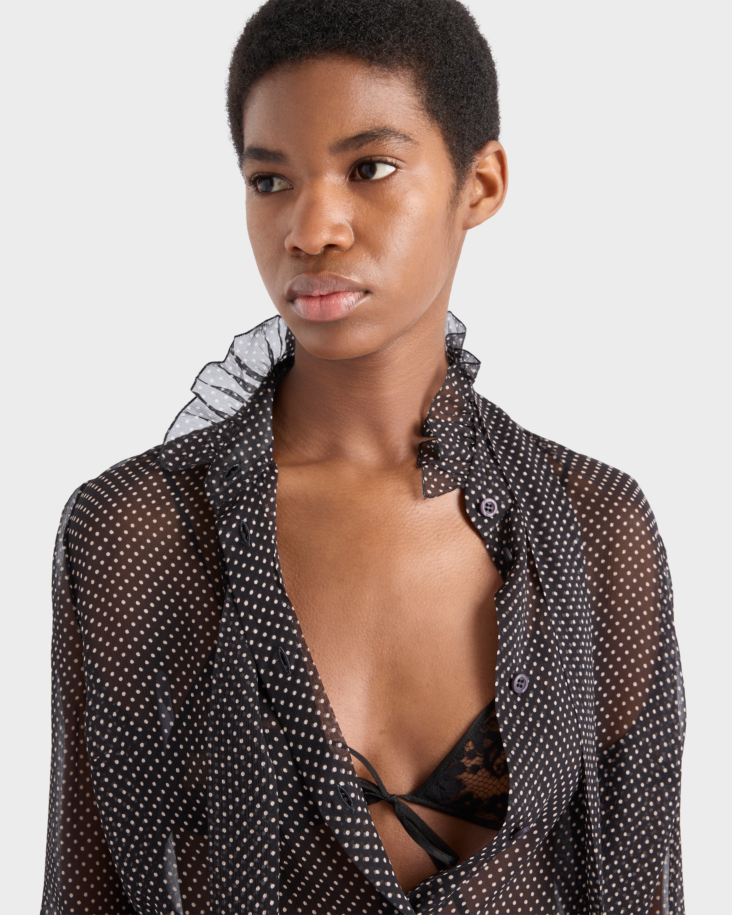 Polka-dot silk chiffon shirt - 3