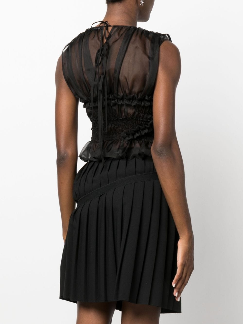 ruched sleeveless silk top - 4