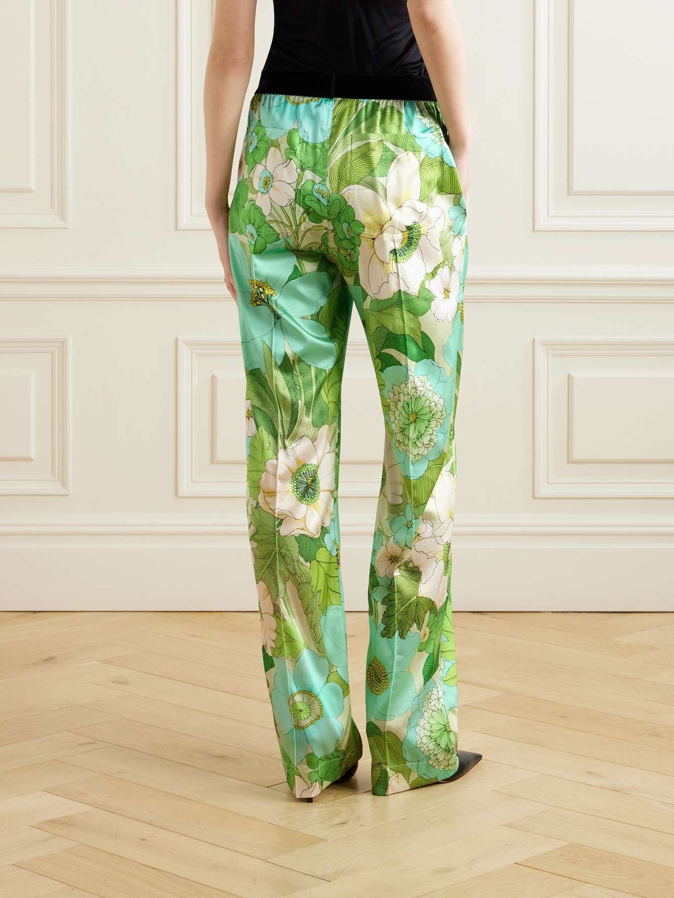 Floral-print silk-blend satin pyjama pants - 3