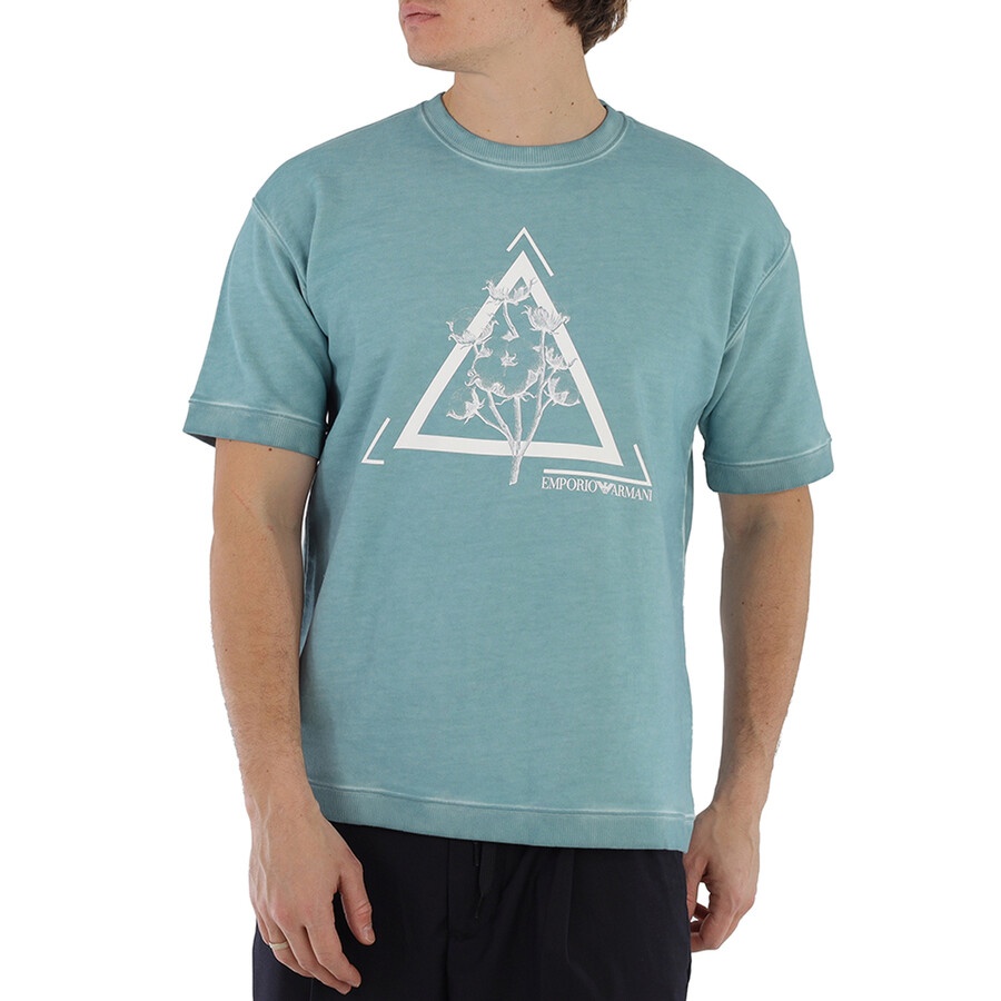 Emporio Armani Blue Graphic Print Jersey Fleece T-shirt - 3