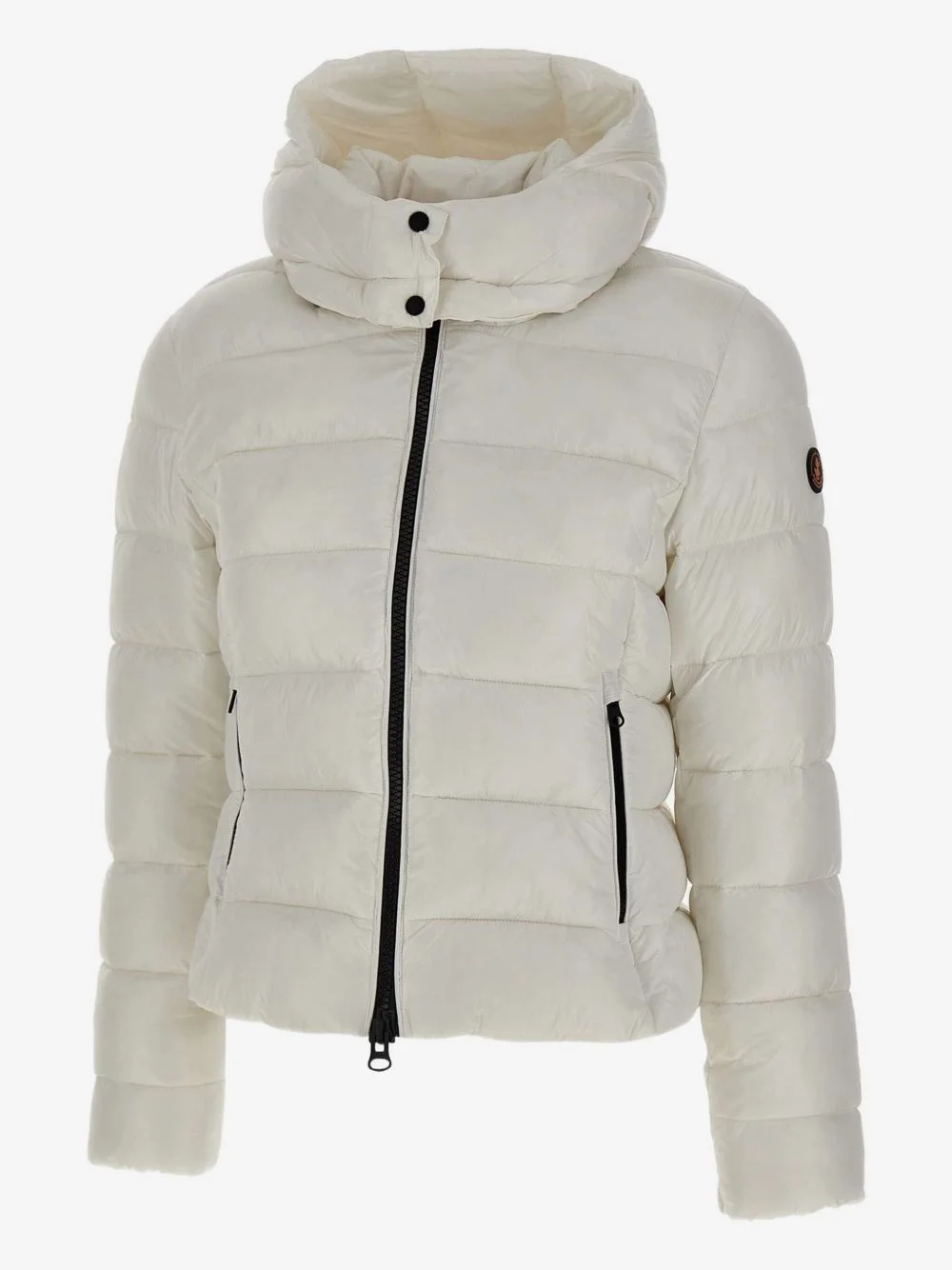 horizontal-quilted hooded puffer jacket - 1