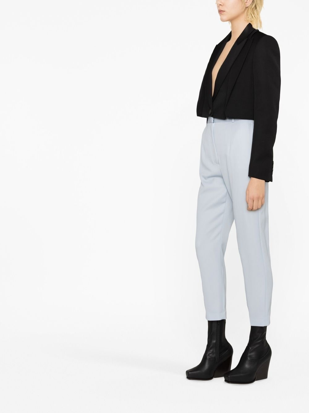 cropped wool blazer - 3
