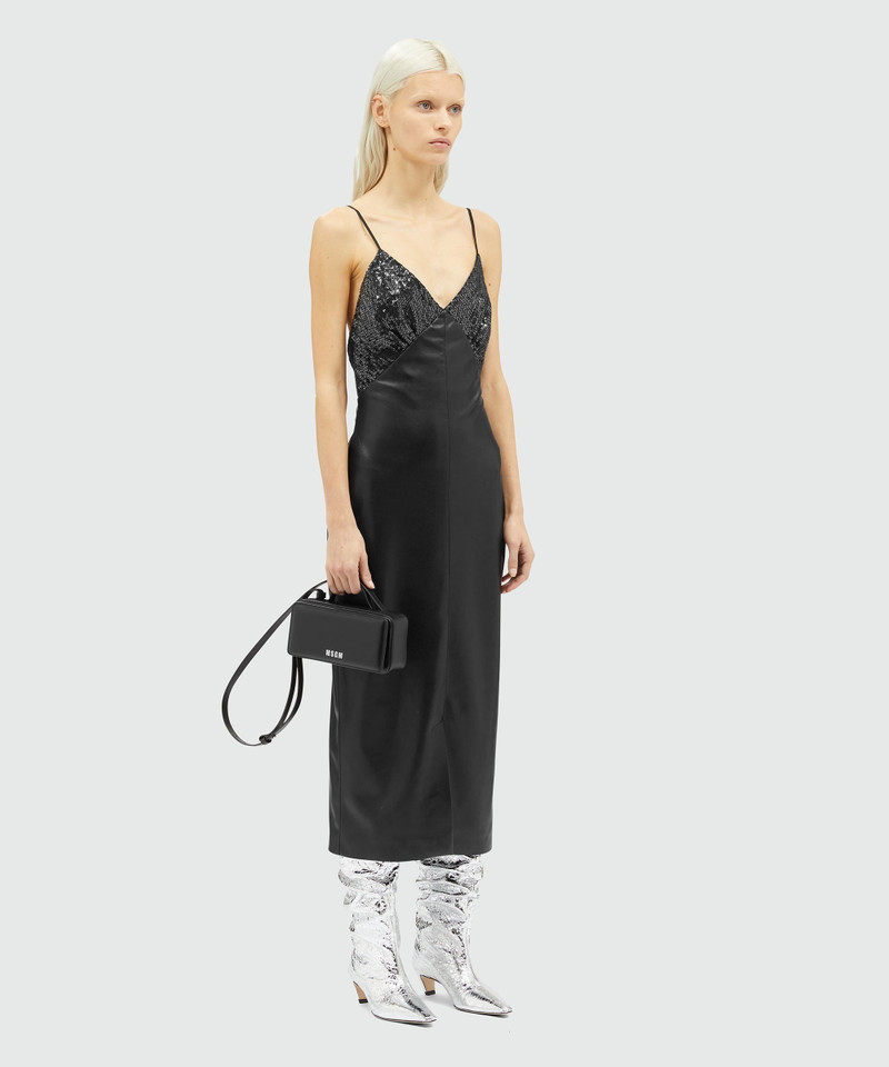 Faux-leather slip dress with sequins 4