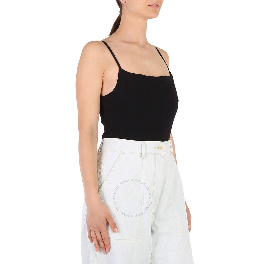 Agolde Ladies Black Square Neck Cotton-Blend Bodysuit - 9