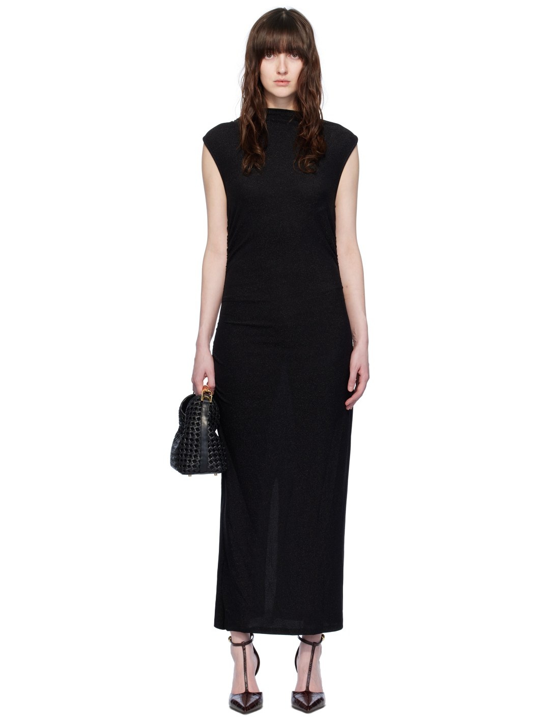 Black Draped Maxi Dress - 1