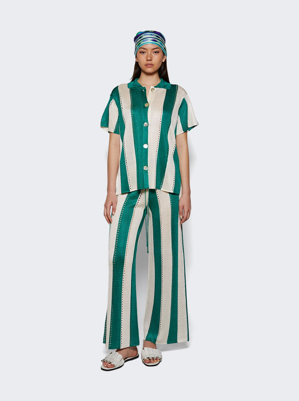 Cabana Stripe Short Sleeve Shirt Palm Green Stripe - 5