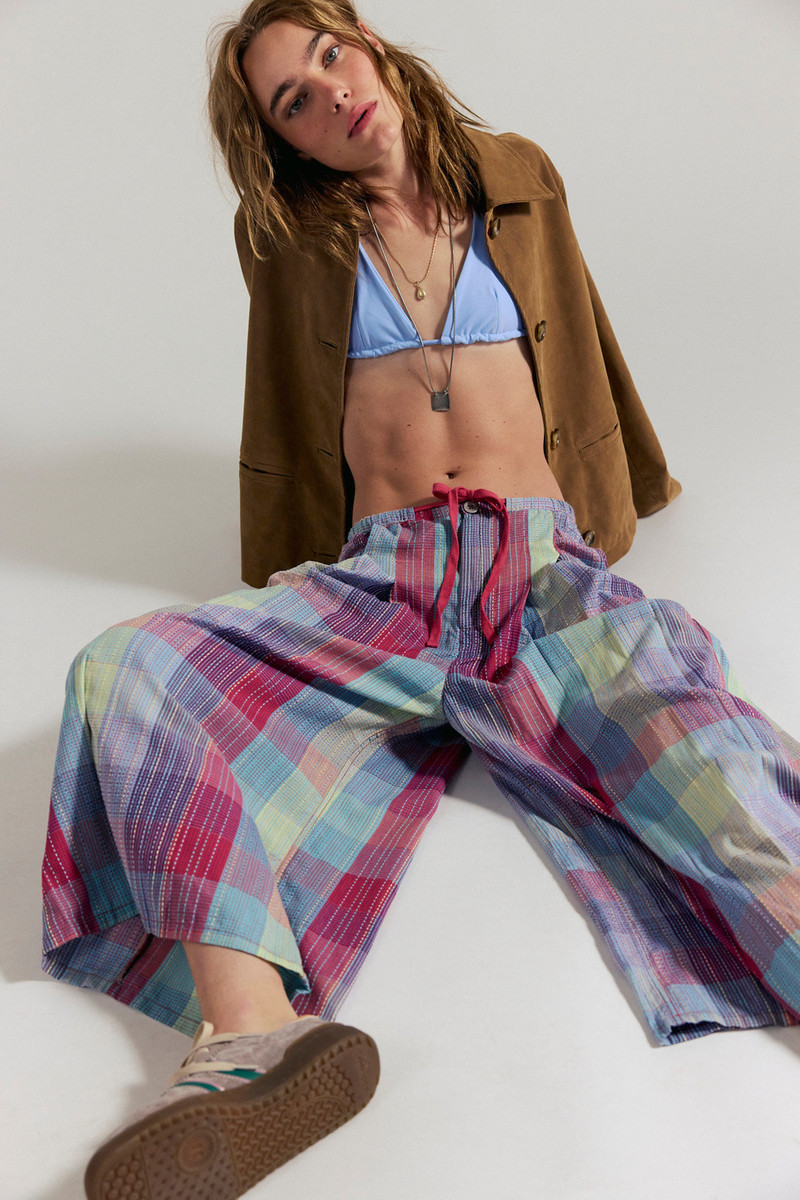 Telluride Wide-Leg Crop Pull-On Madras Pants 5