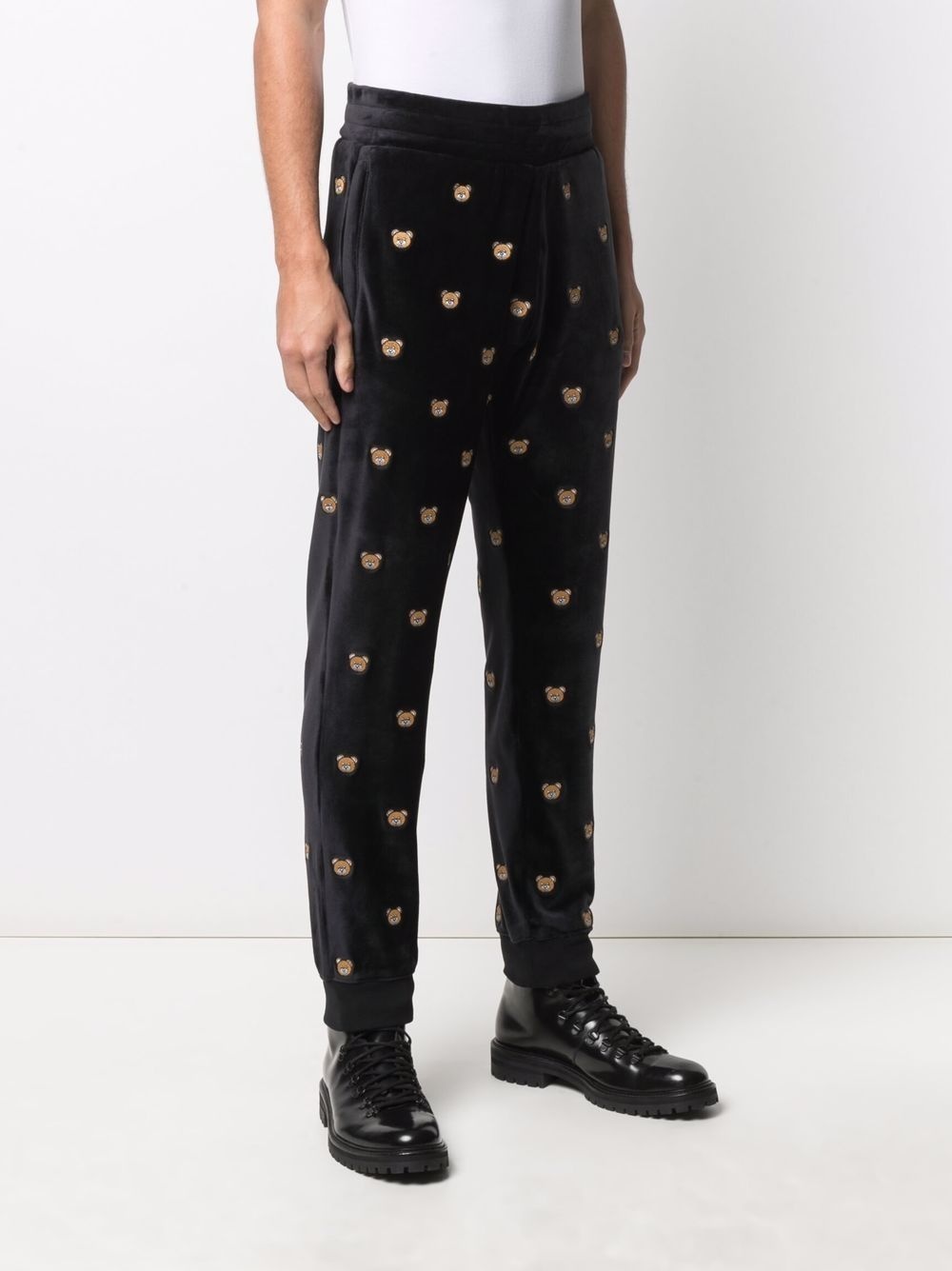 Teddy-embroidered velour track pants - 3