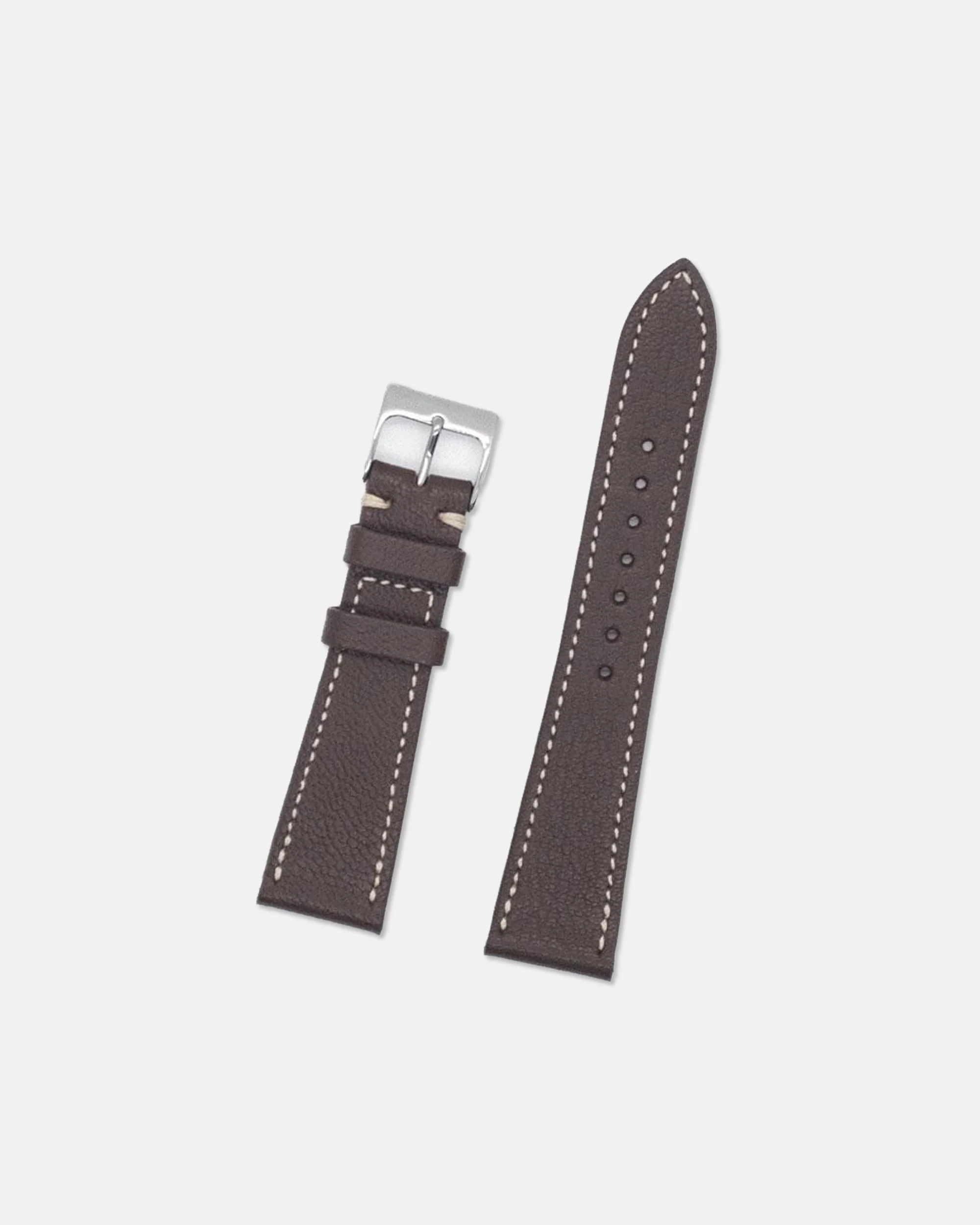 MADE-IN-USA DARK BROWN GOAT LEATHER WATCH STRAP - 1