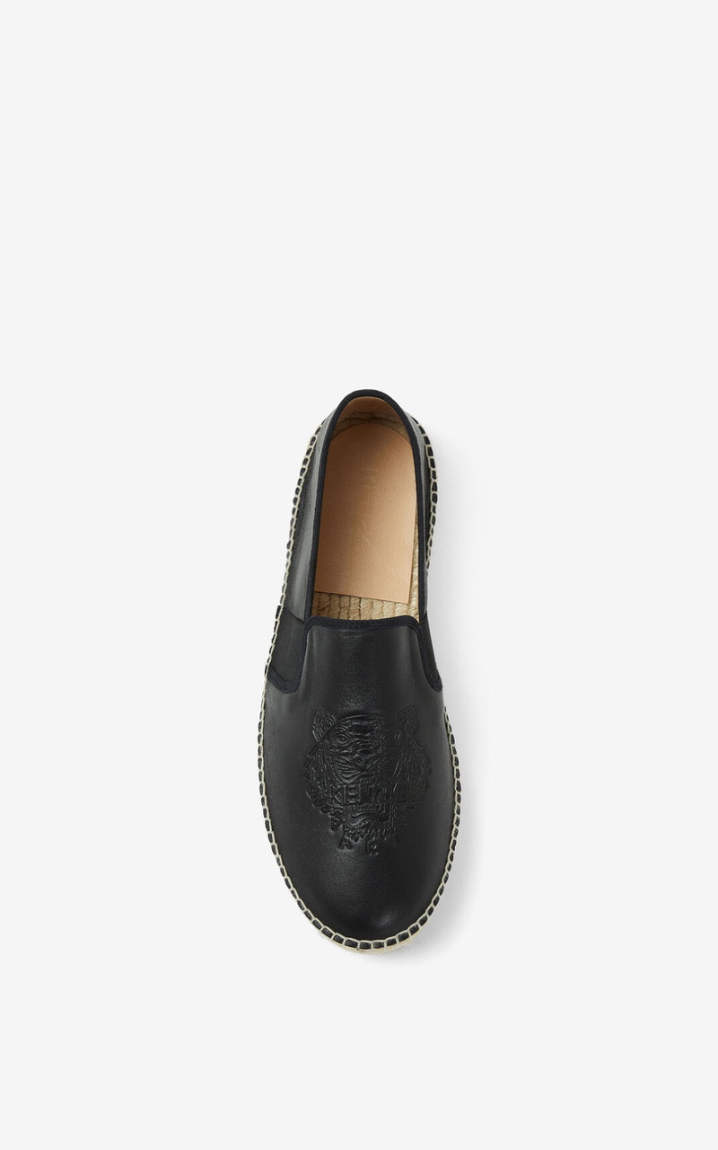 KENZO Elasticated leather Tiger espadrilles outlook